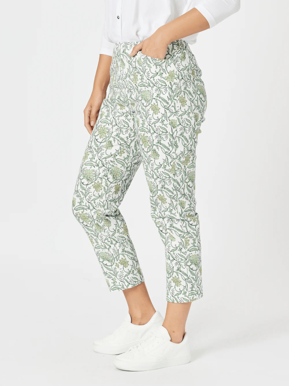 Leaf Print Pant - Khaki