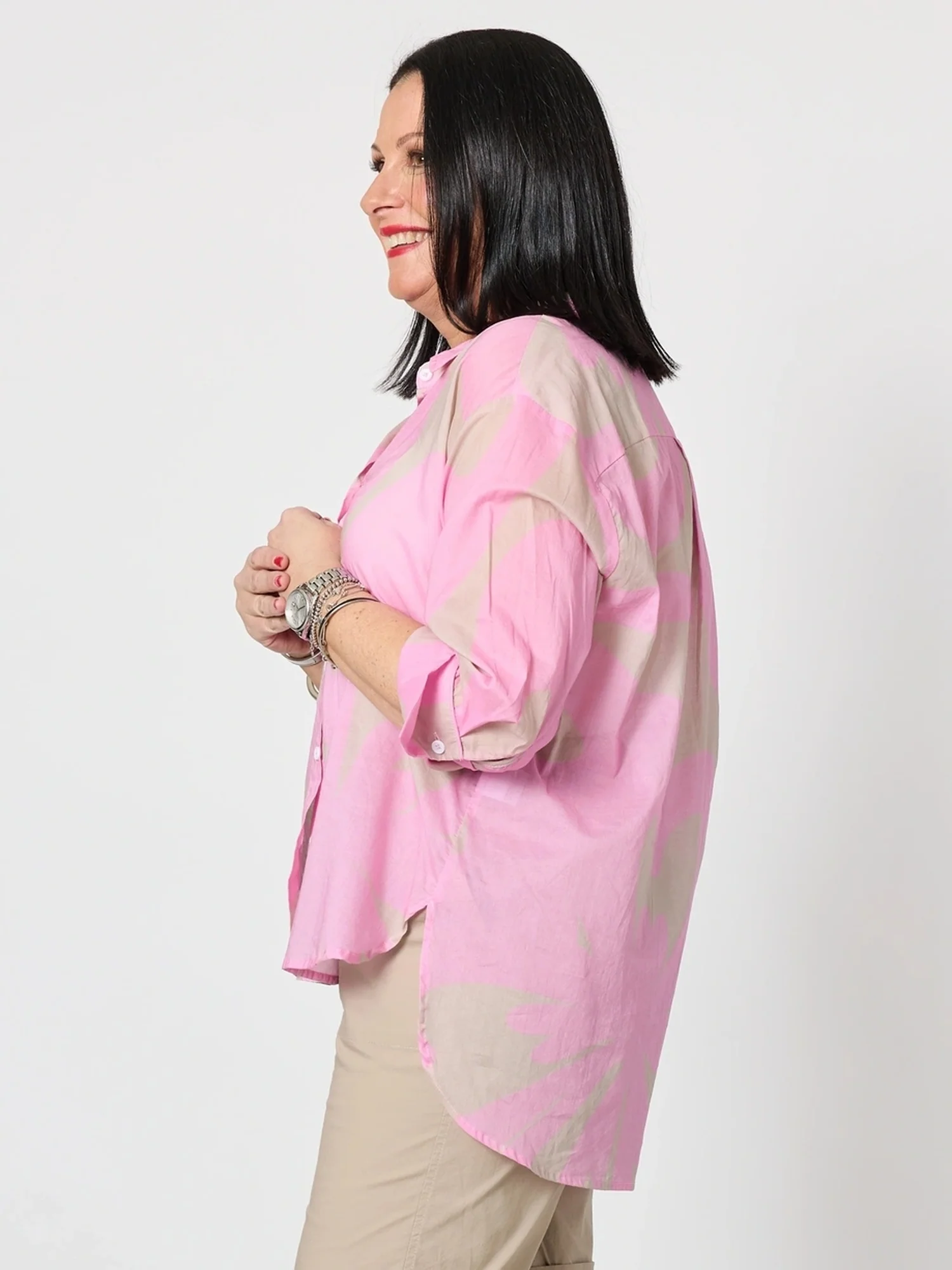Sienna Print Shirt - Pink Stone