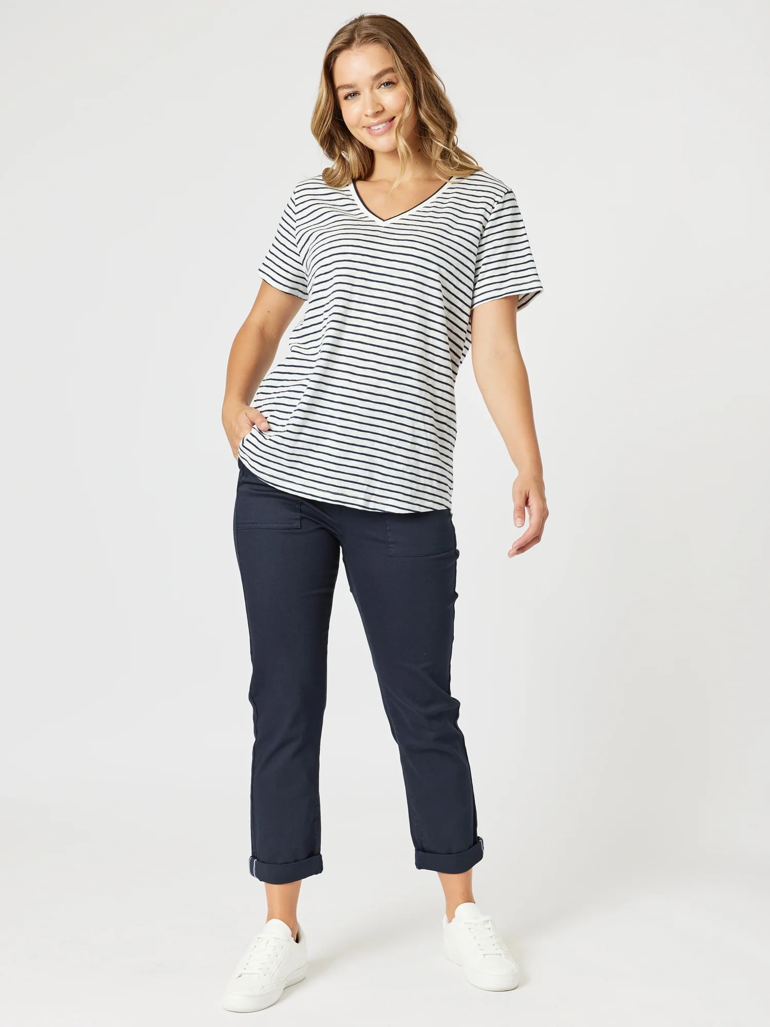 Tonic Stripe Print Tee - Navy/White