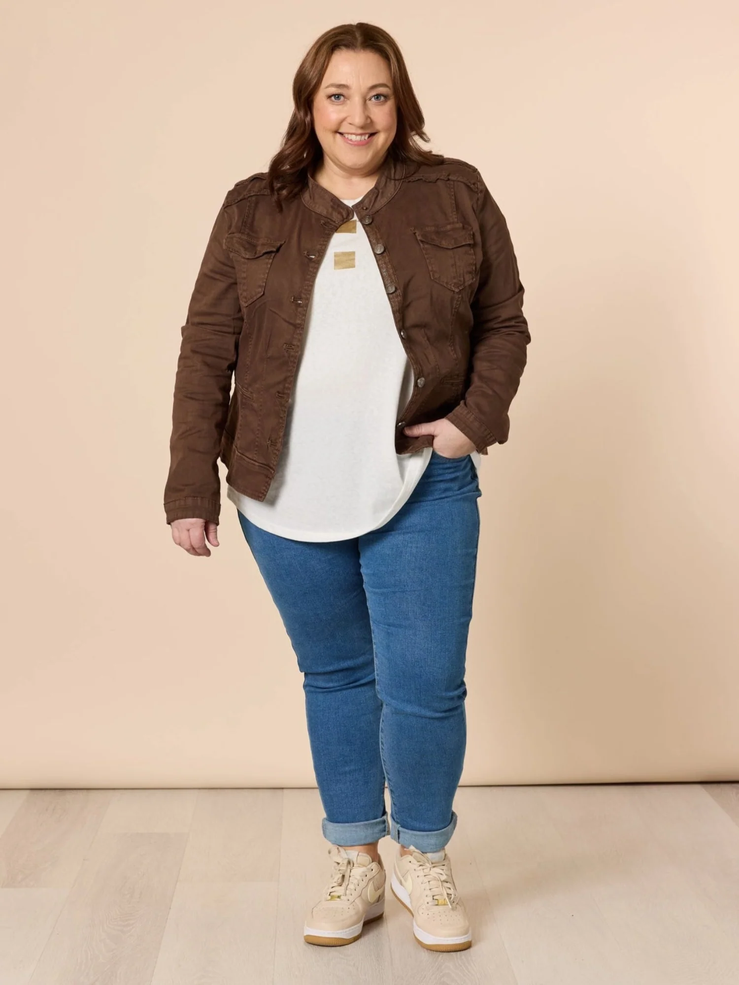 Military Denim Jacket - Chocolate