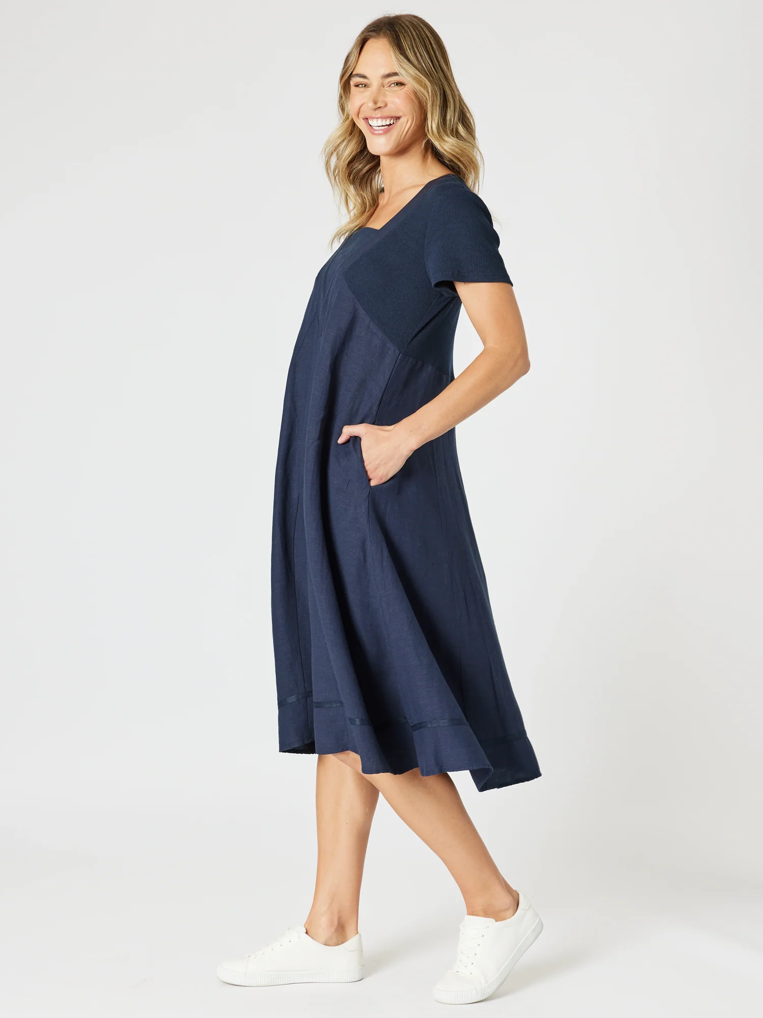 Lino Le Marais Dress - Navy