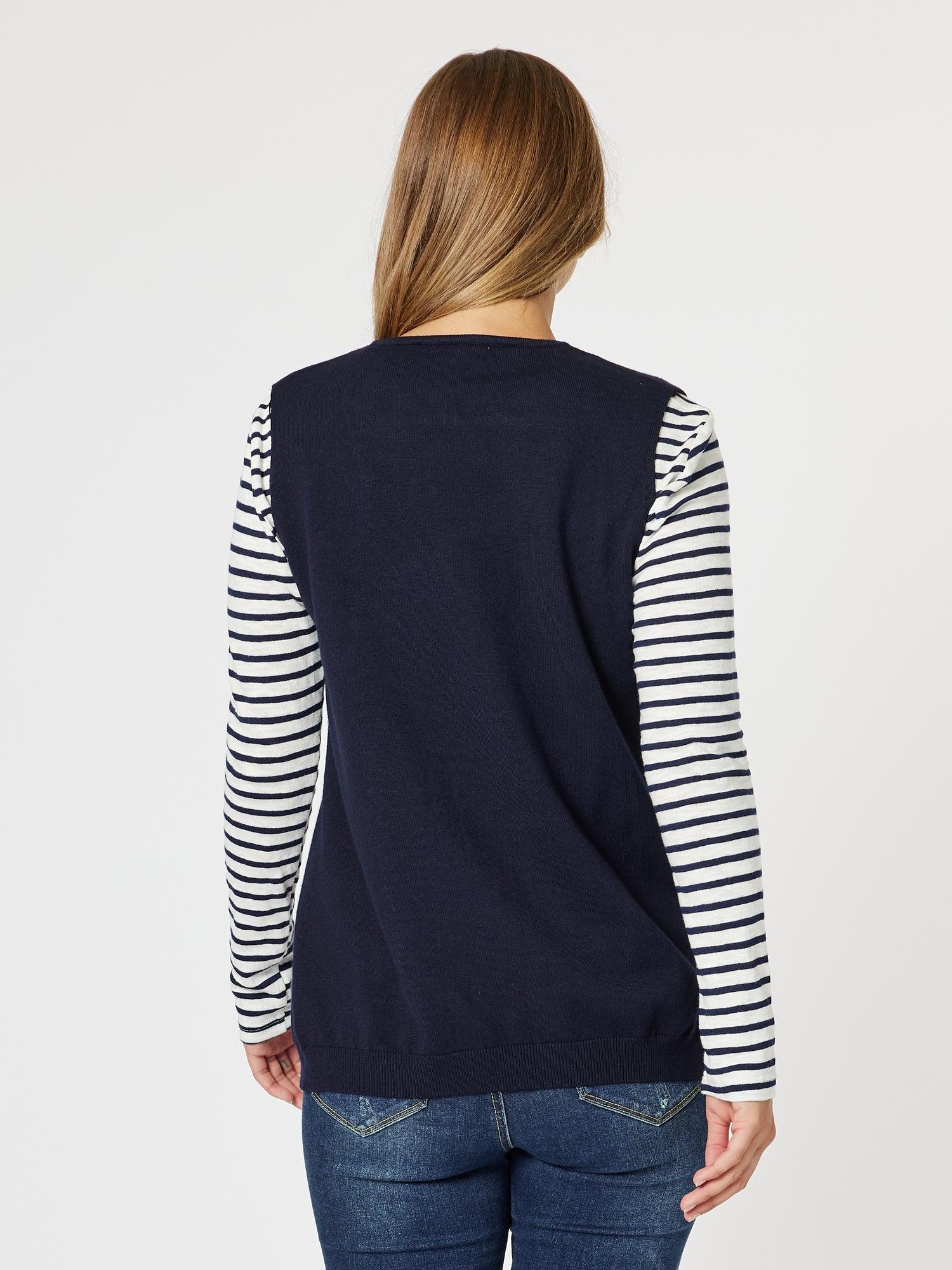 Vicky Side Split Knit Vest - Navy