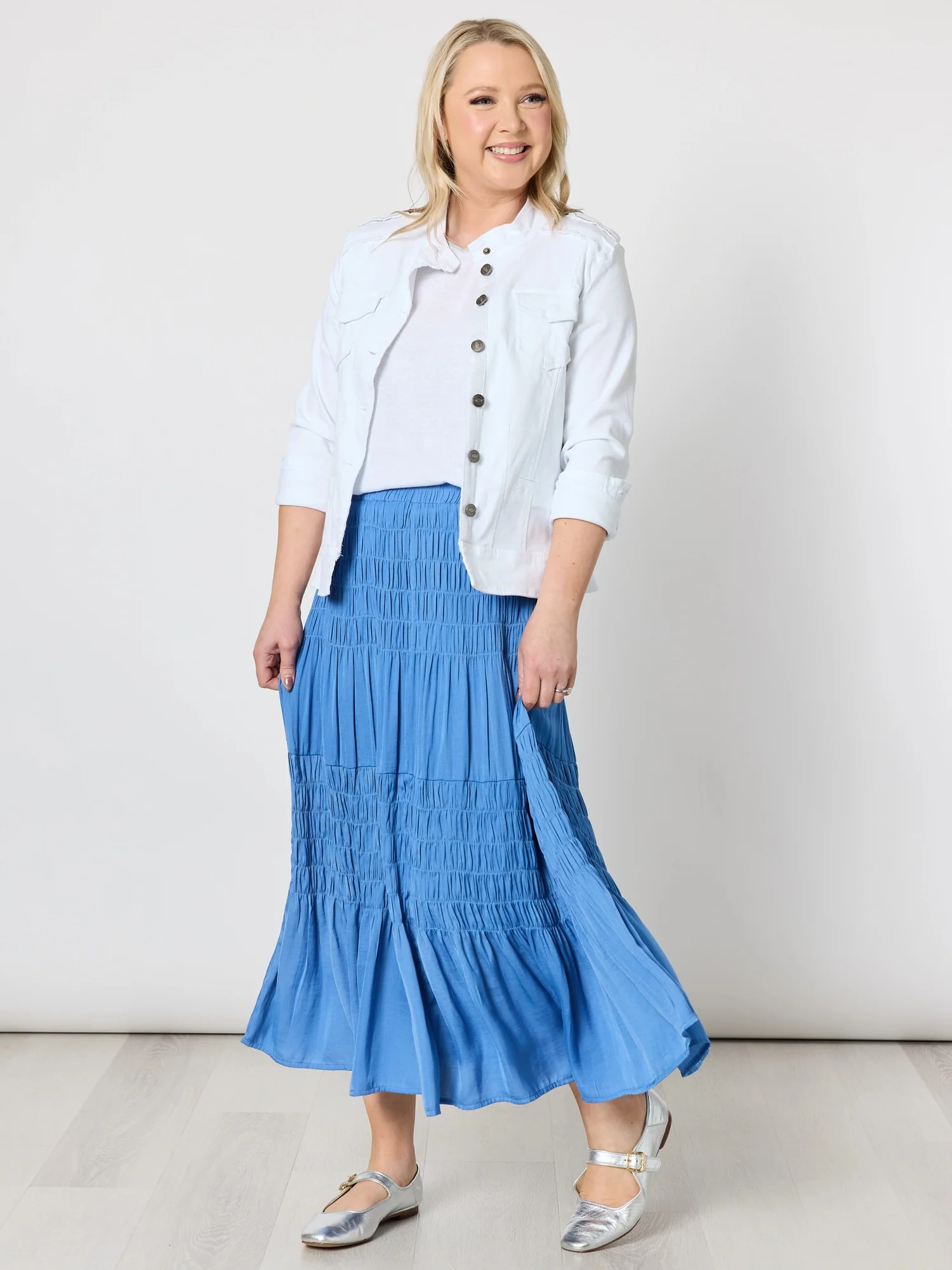 Lux Ruche Skirt - Pacific Blue
