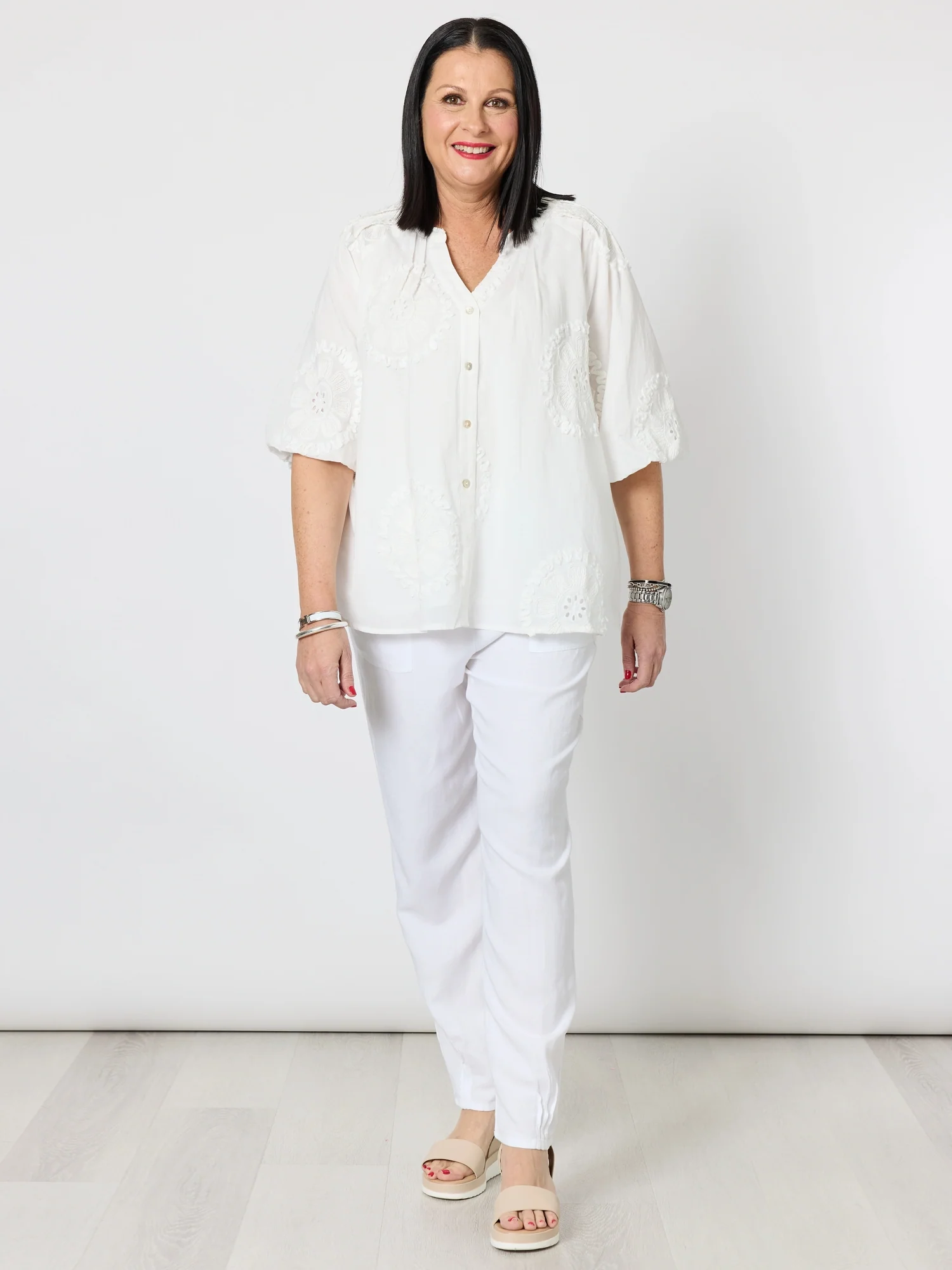 Emanuella Embroidered Jacket - White