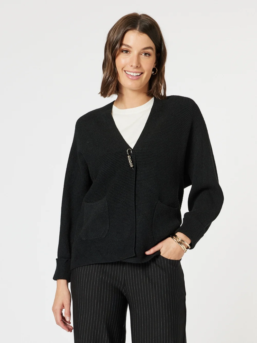 Highland Rib Cardigan - Black
