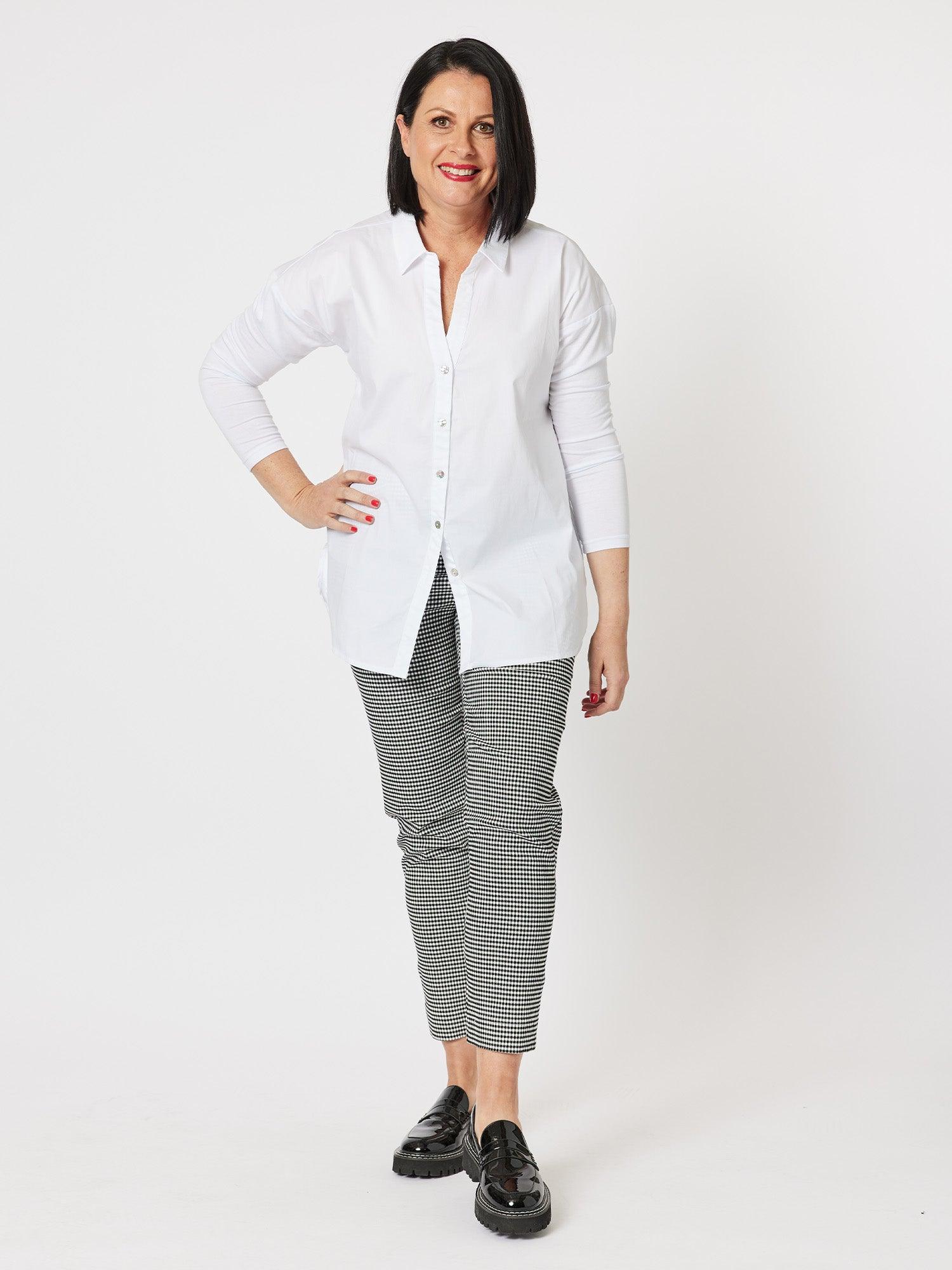 Julia Jersey Sleeve Shirt - White