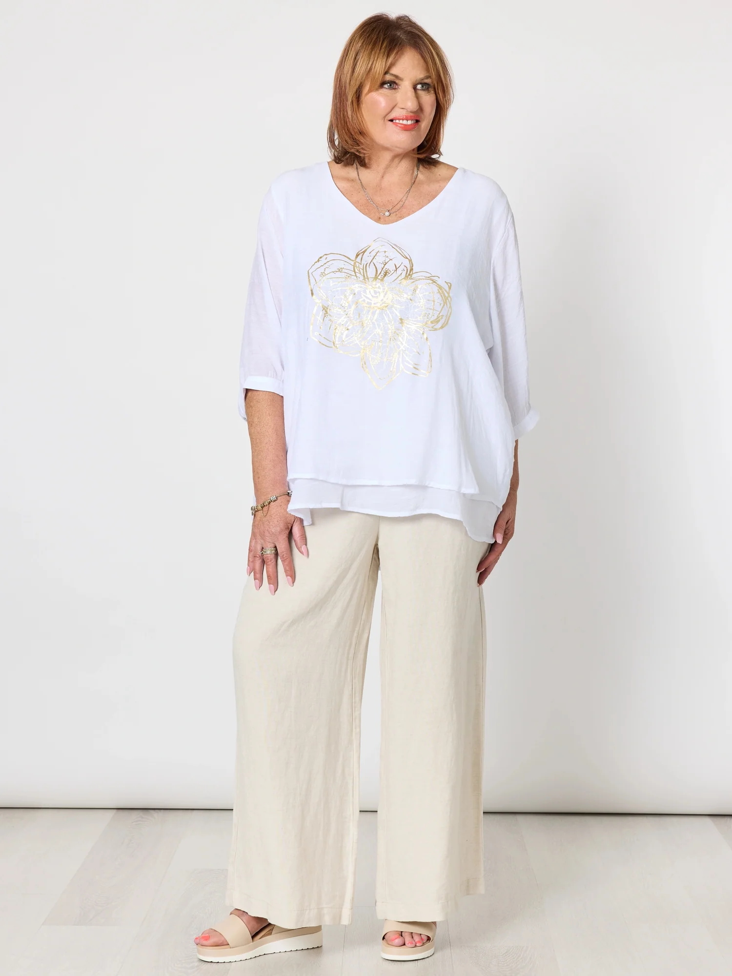 Lino Wide Leg Pant - Natural