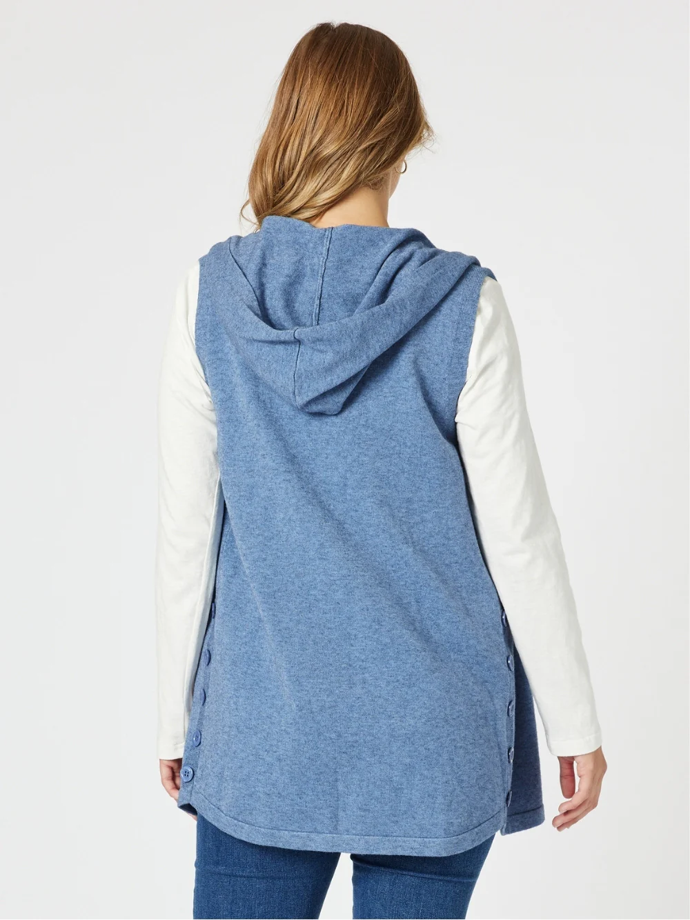 Ollie Side Button Vest - Indigo