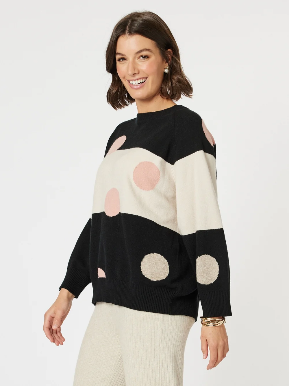 Moonlight Spot Print Knit - Black/Natural