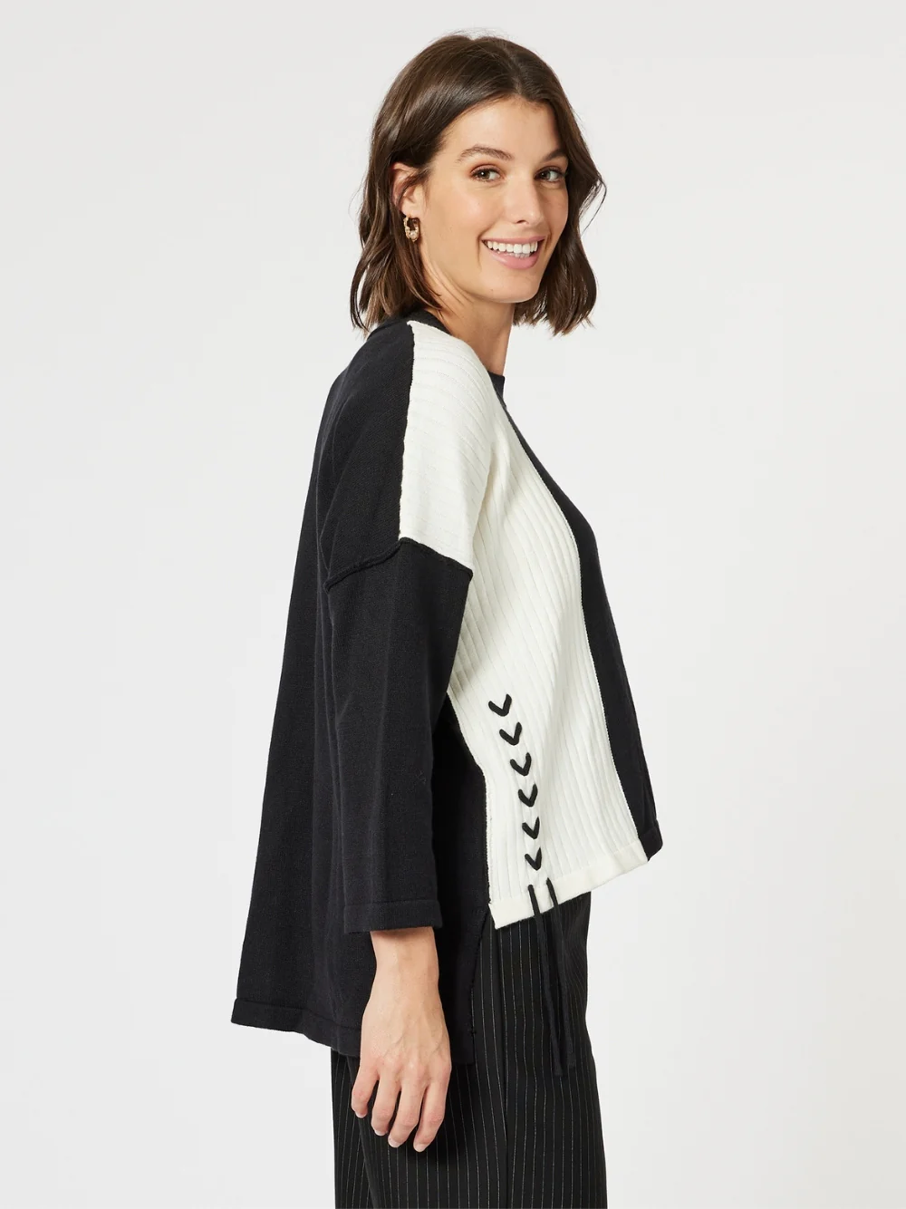 Mode Splice Knit - Black/Ivory