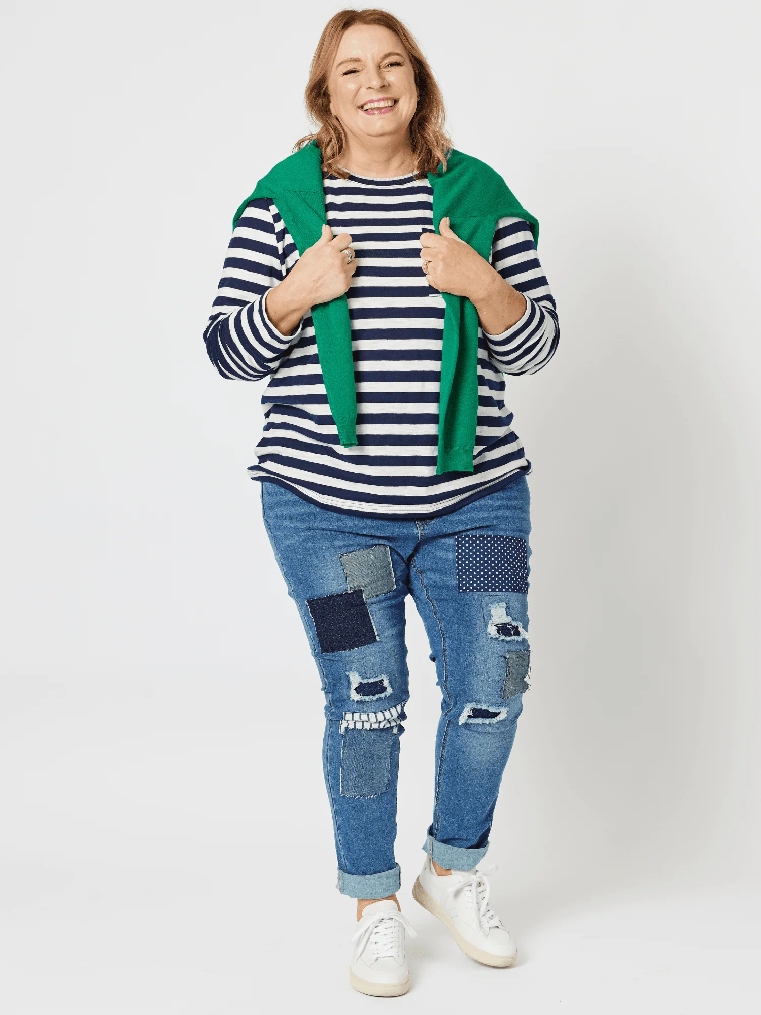 Sofia Patch Slim Leg Jean - Denim