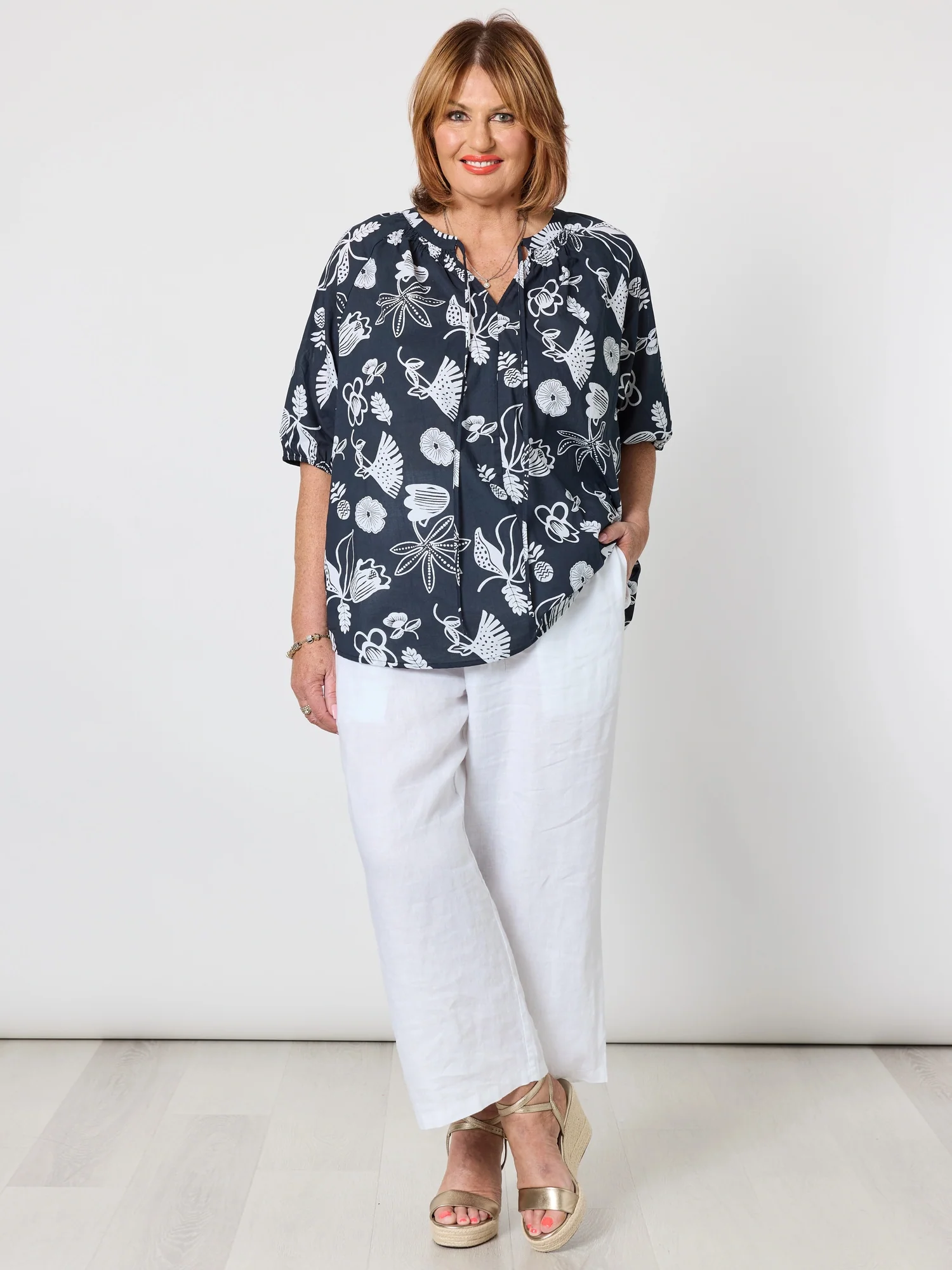 Lino Wide Leg Pant - White