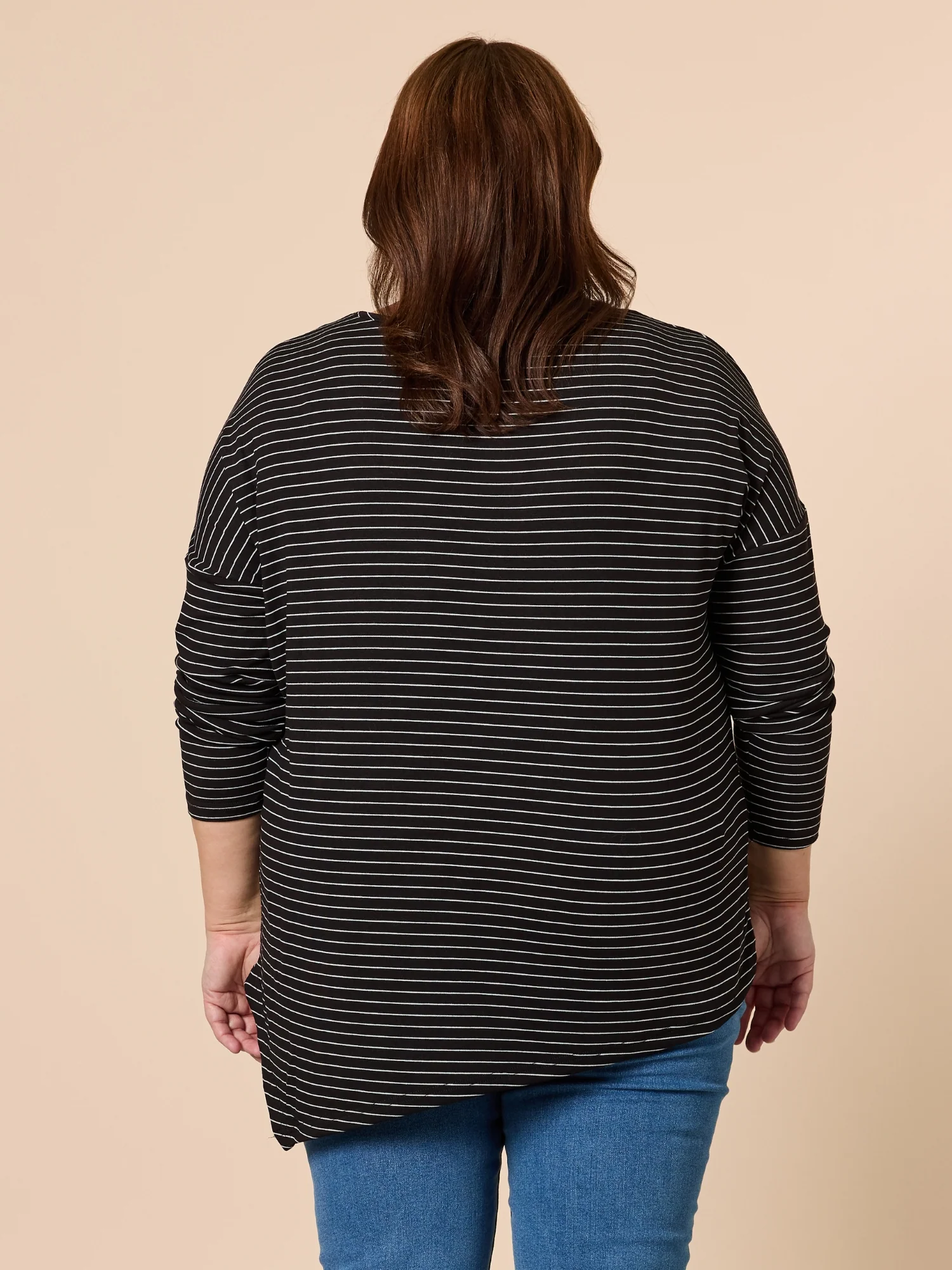 Artist Stripe Print Long Sleeve Top - Black/White