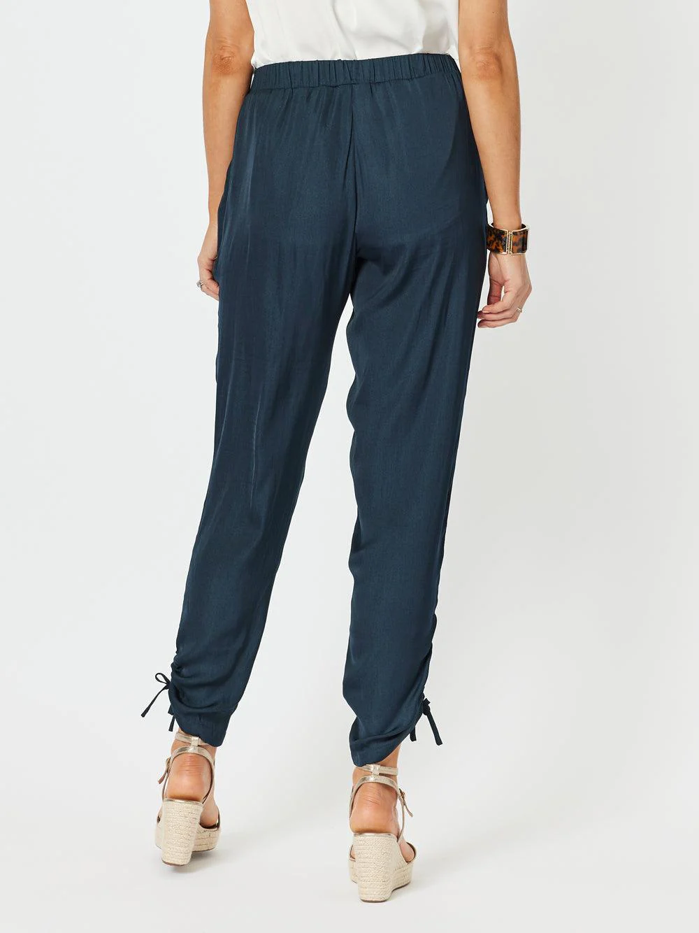Lux Ruche Tie Pant - Navy
