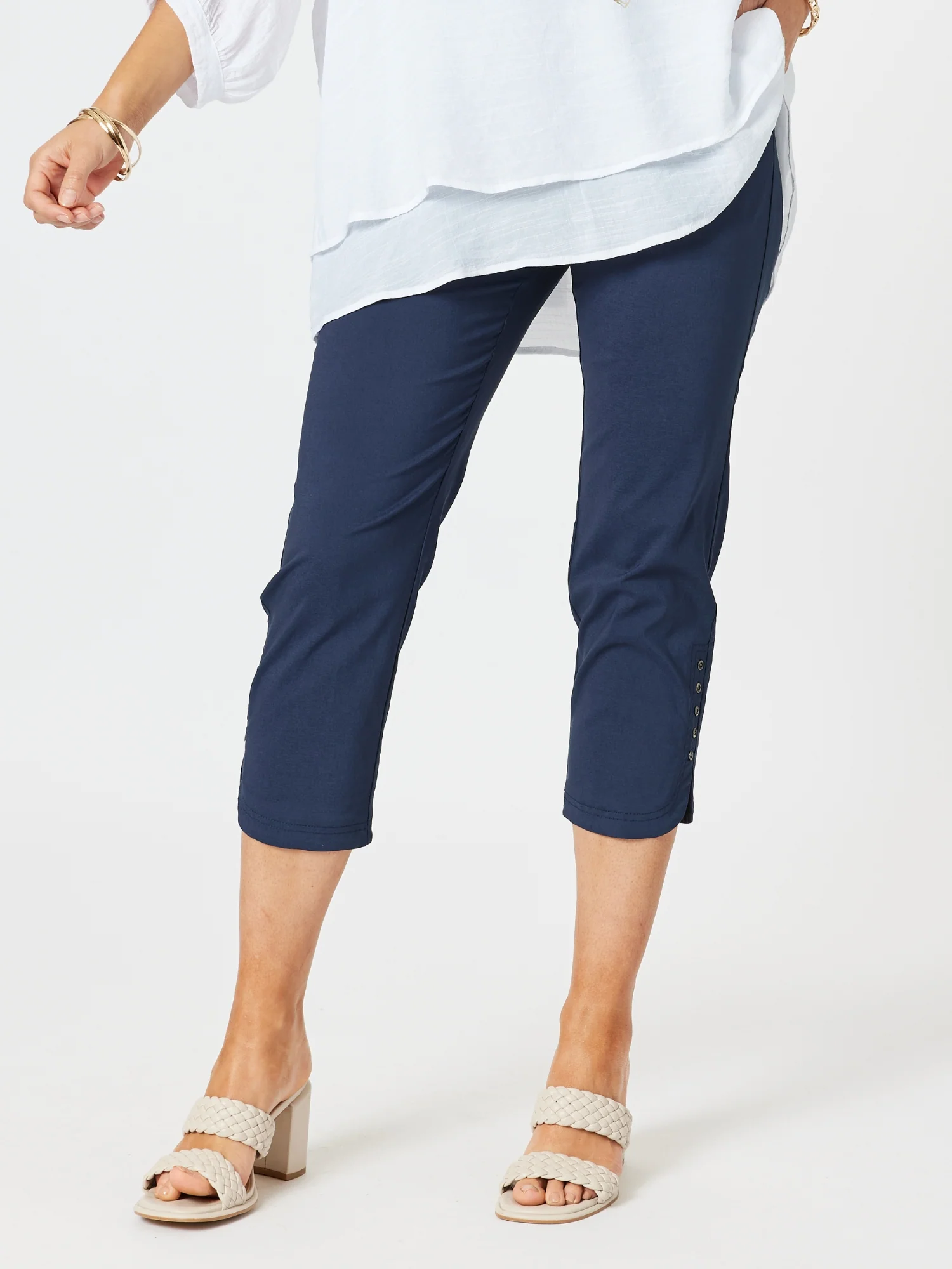 Petal Parachute Stud Detail Pant - Navy