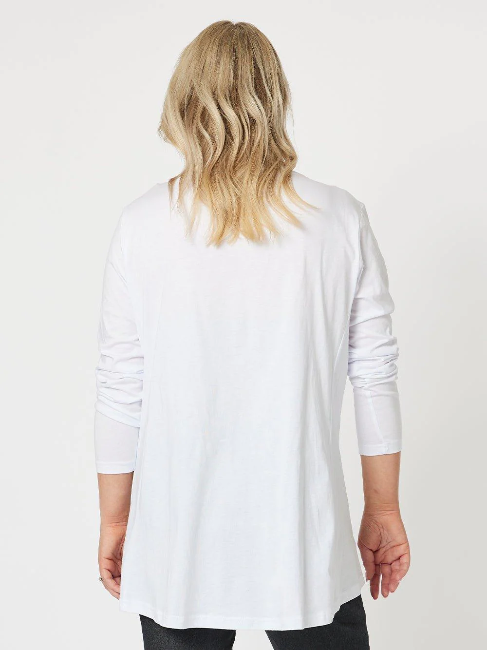 Floral Outline Long Sleeve Top - White