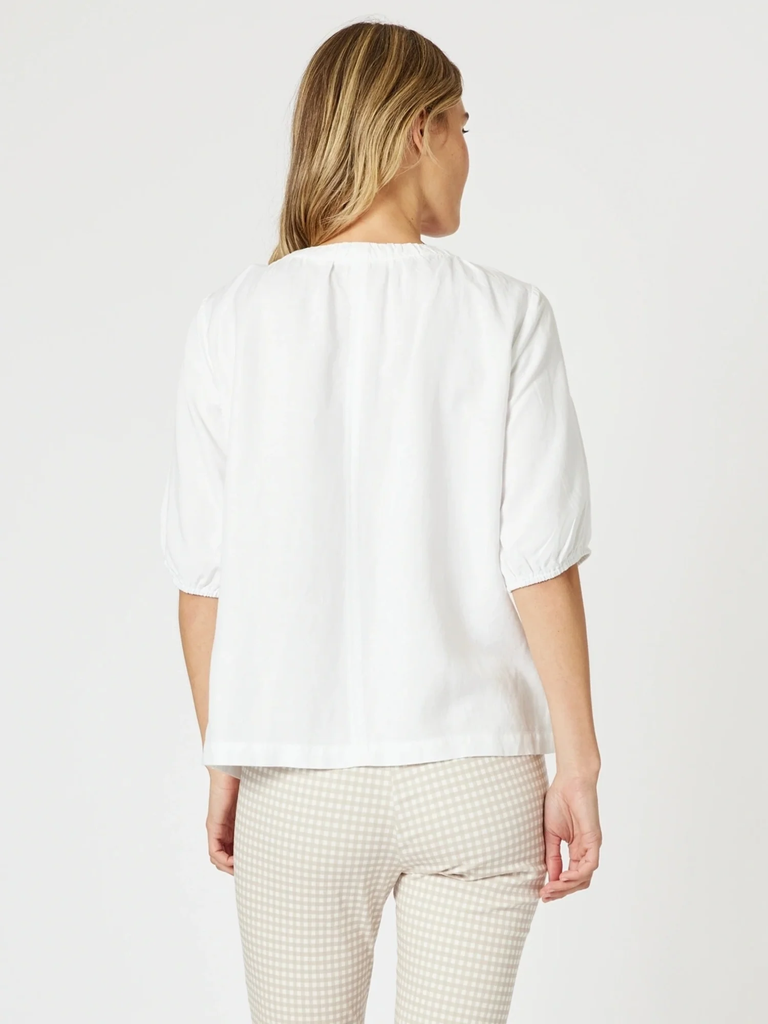 Lino V Neck Top - White