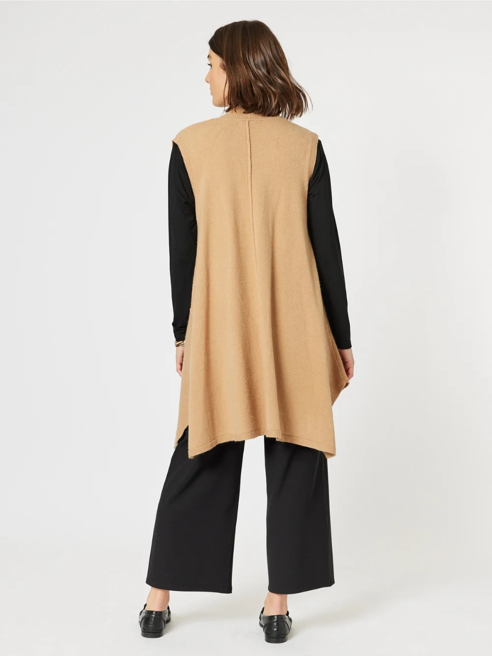 Casa Longline Knit Vest - Caramel