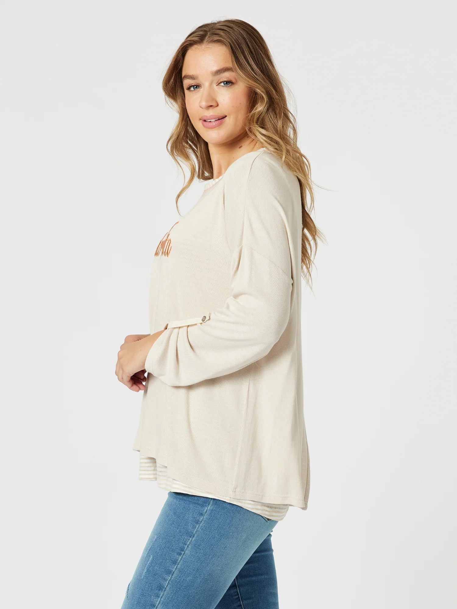Dolce Vita Embroidered 2 in 1 Top - Natural