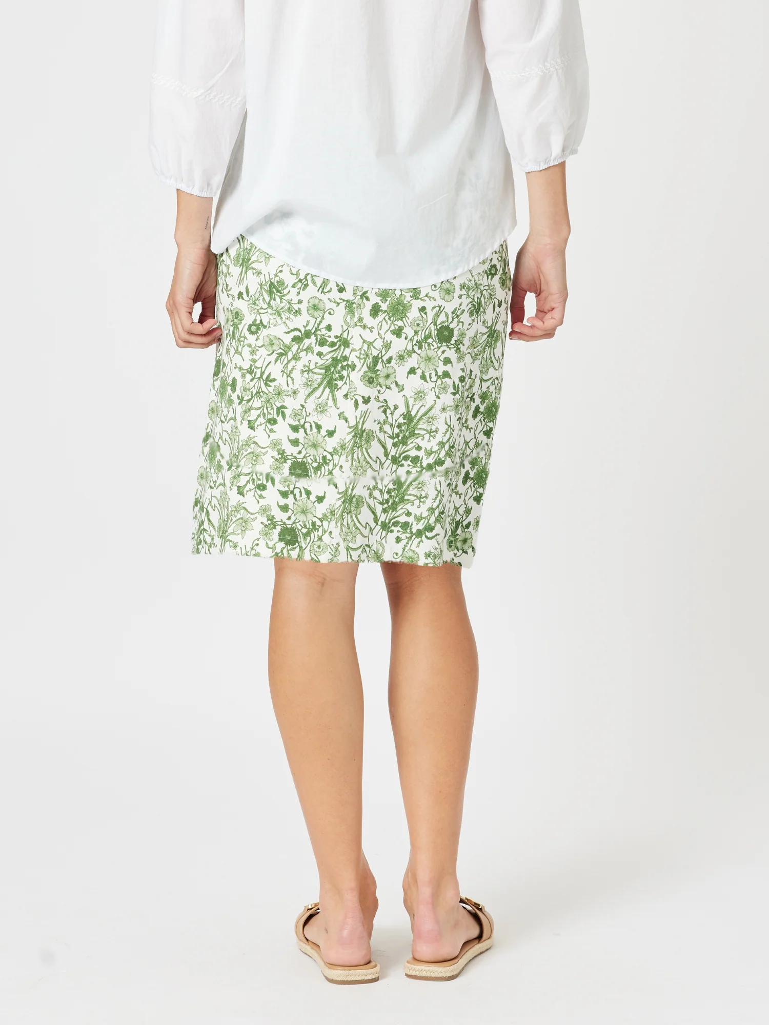 Alexandria Floral Print Skirt - Basil White