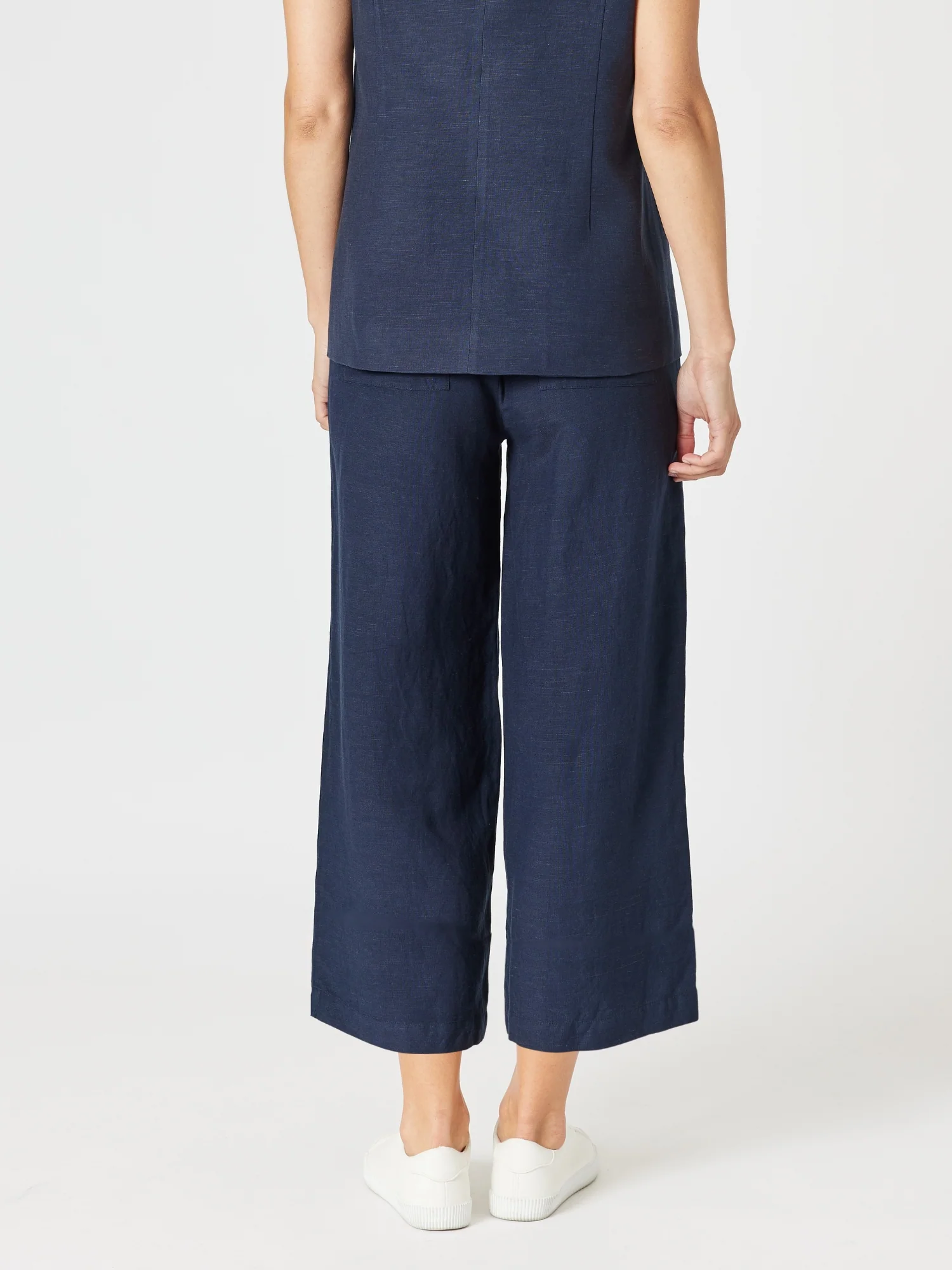 Lino Wide Leg Pant - Navy