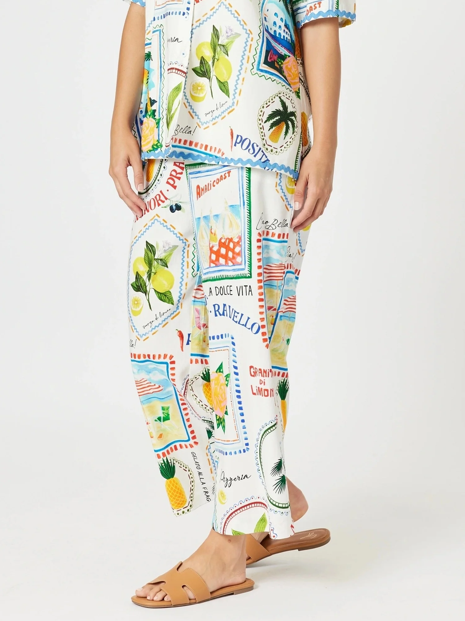 Amalfi Print Wide Leg Pant - Blue/Multi