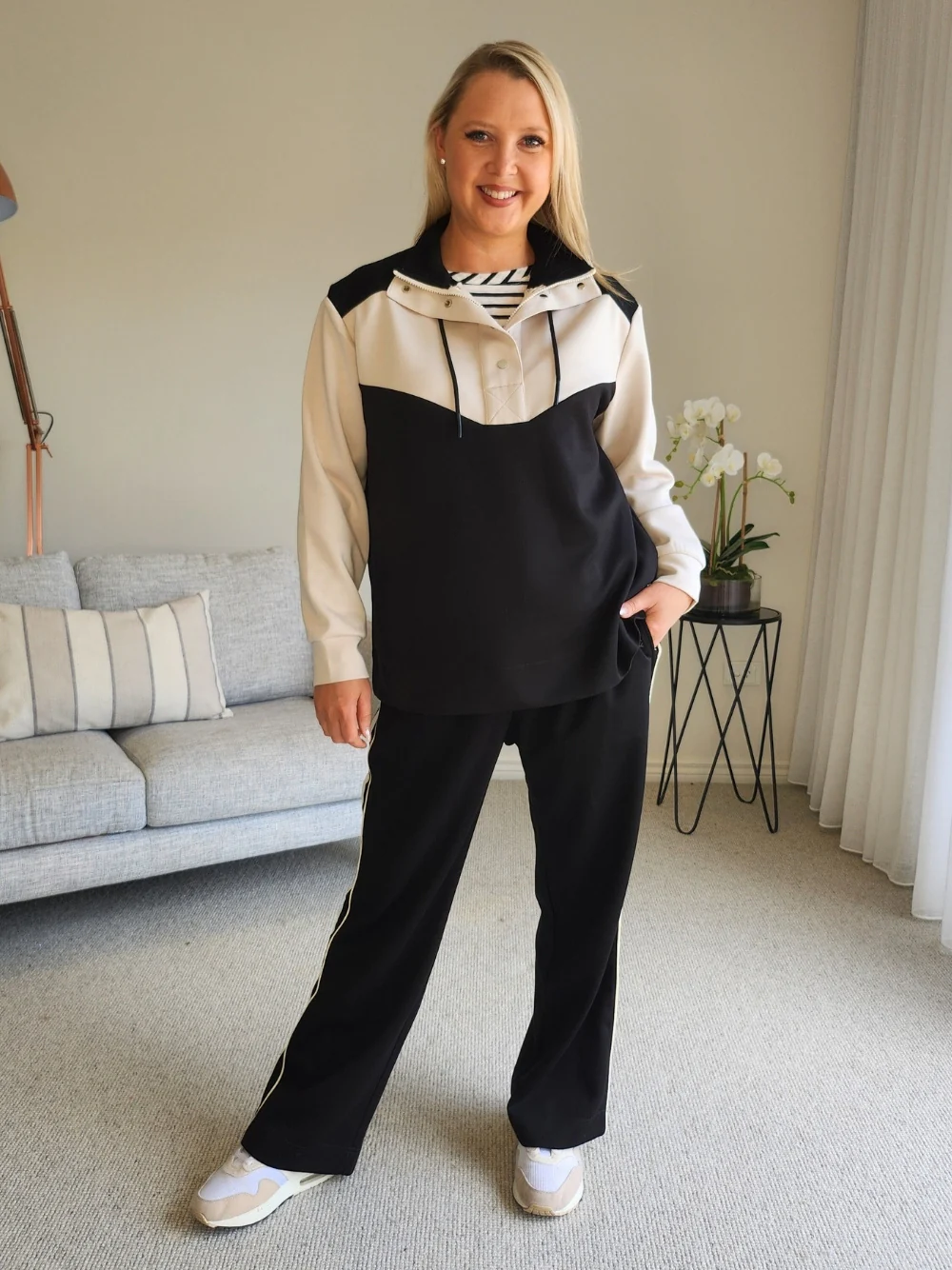 Spliced Zip Sweatshirt - Black/Chalk