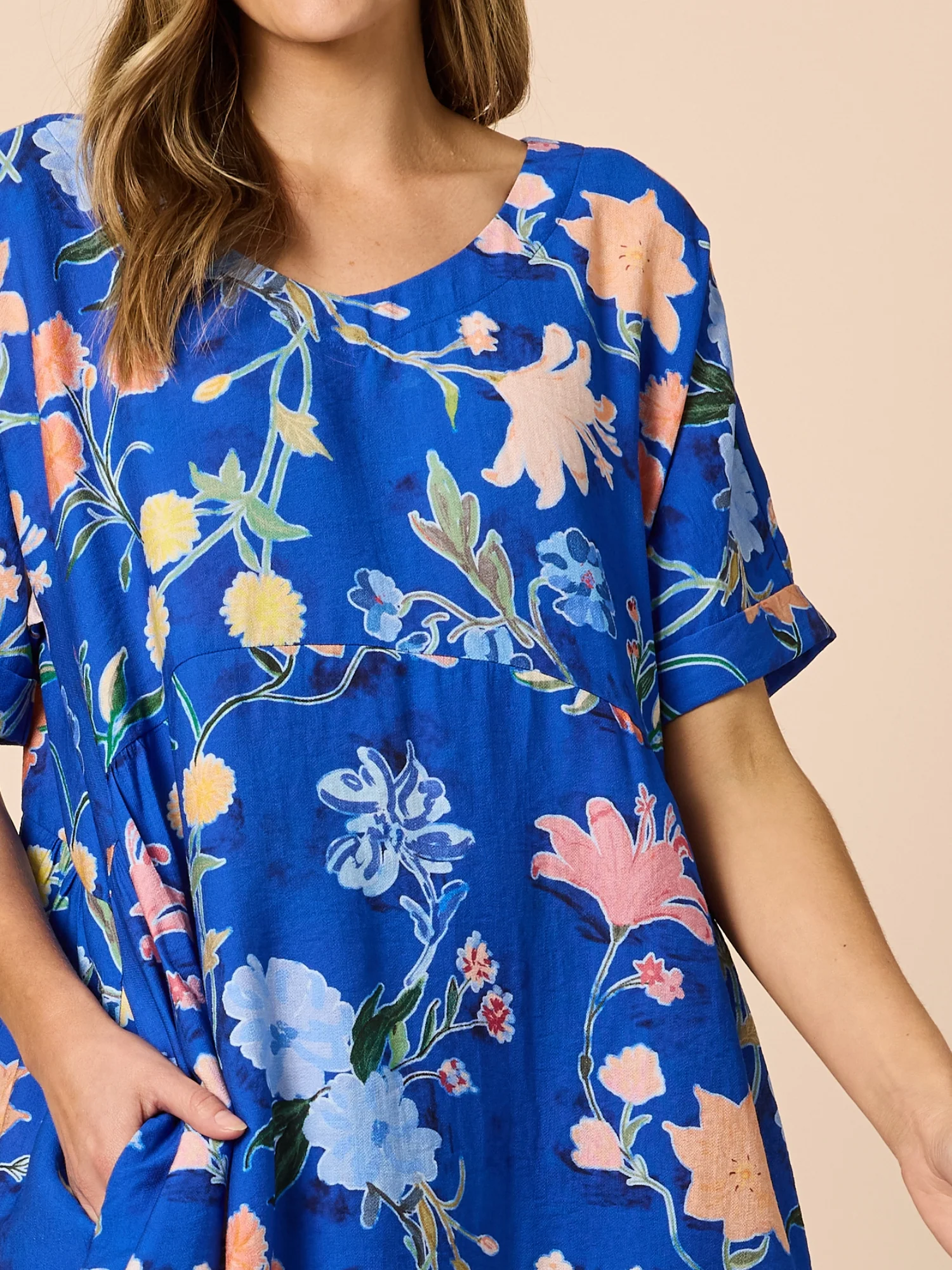 Summer Gala Floral Print Dress - Cobalt