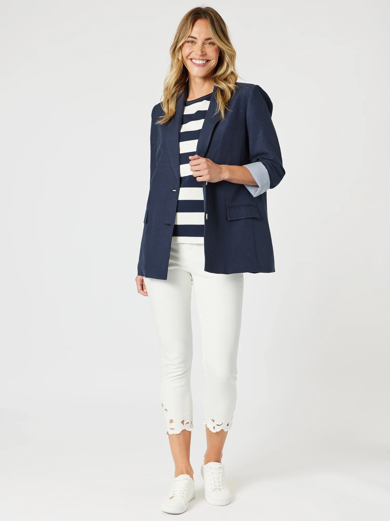 Mixed Stripe Top - Navy/White