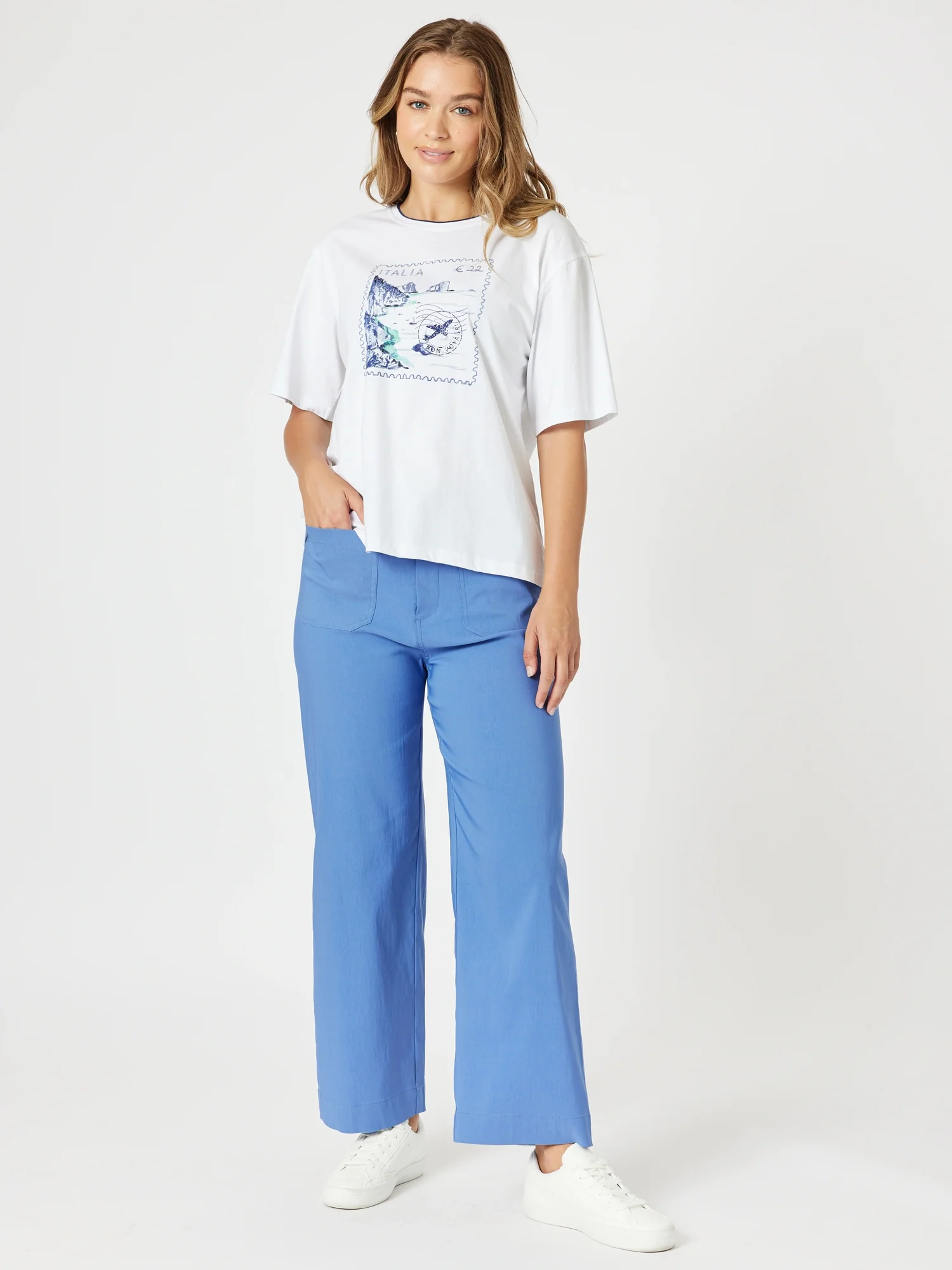 Marine Wide Leg Pant - Blue