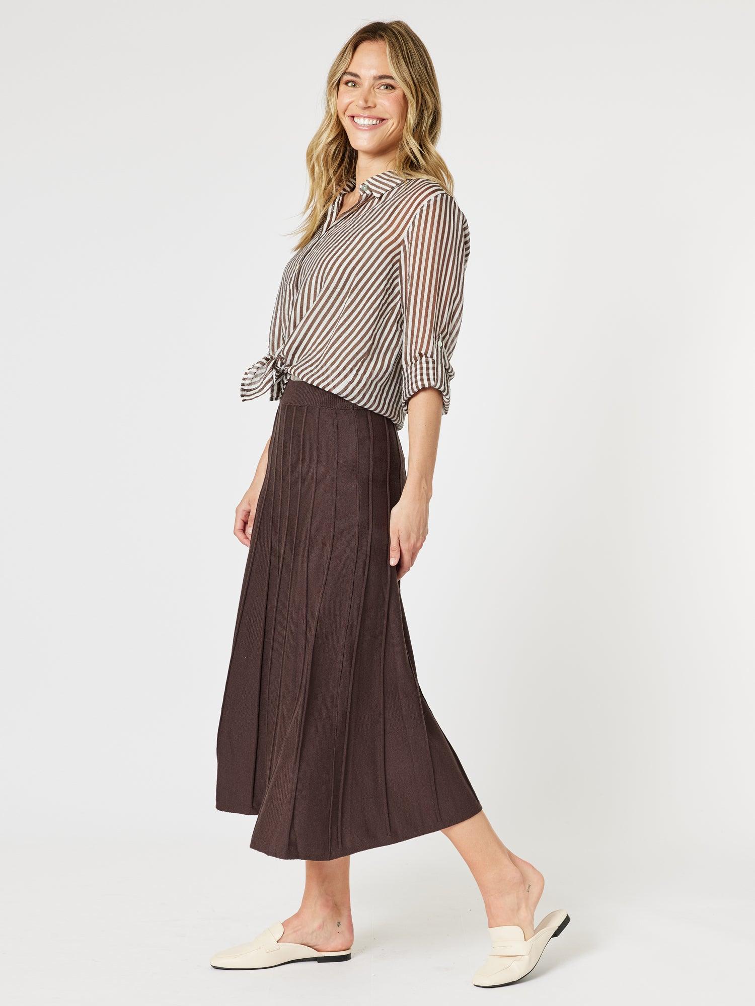 Kate Long Knit Skirt - Chocolate