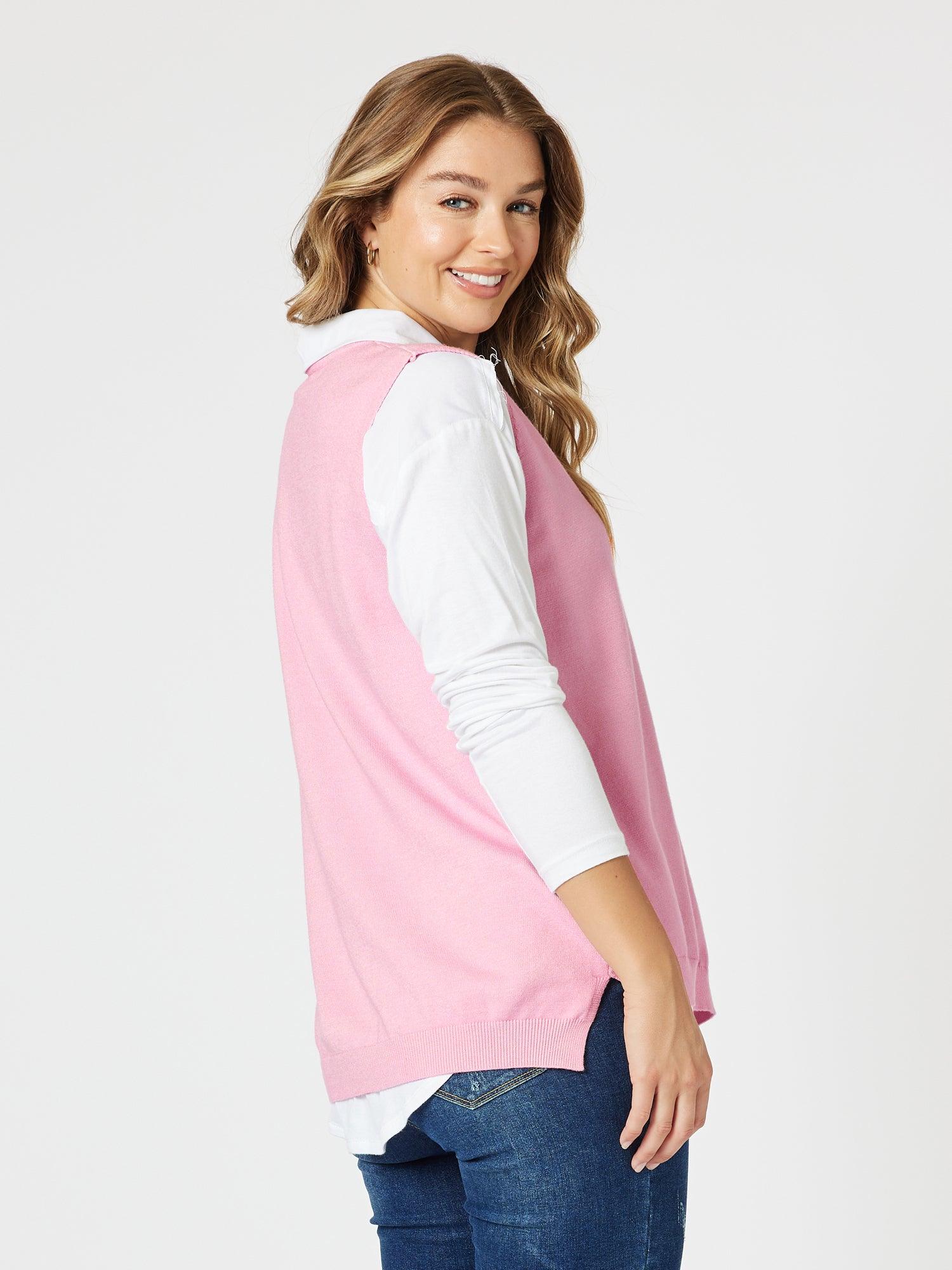 Vicky Side Split Knit Vest - Pink