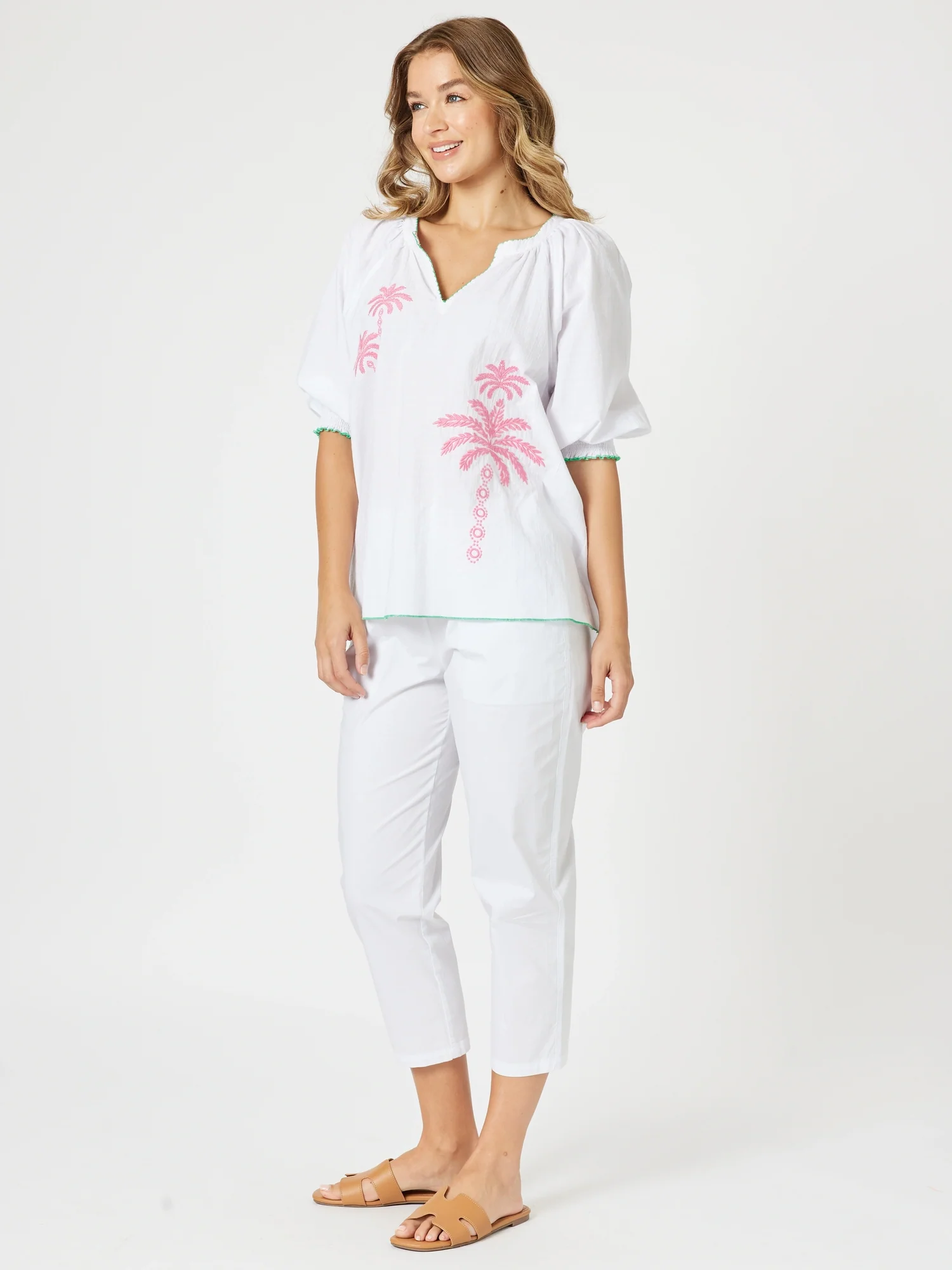 Santorini Cotton Capri Pant -  White