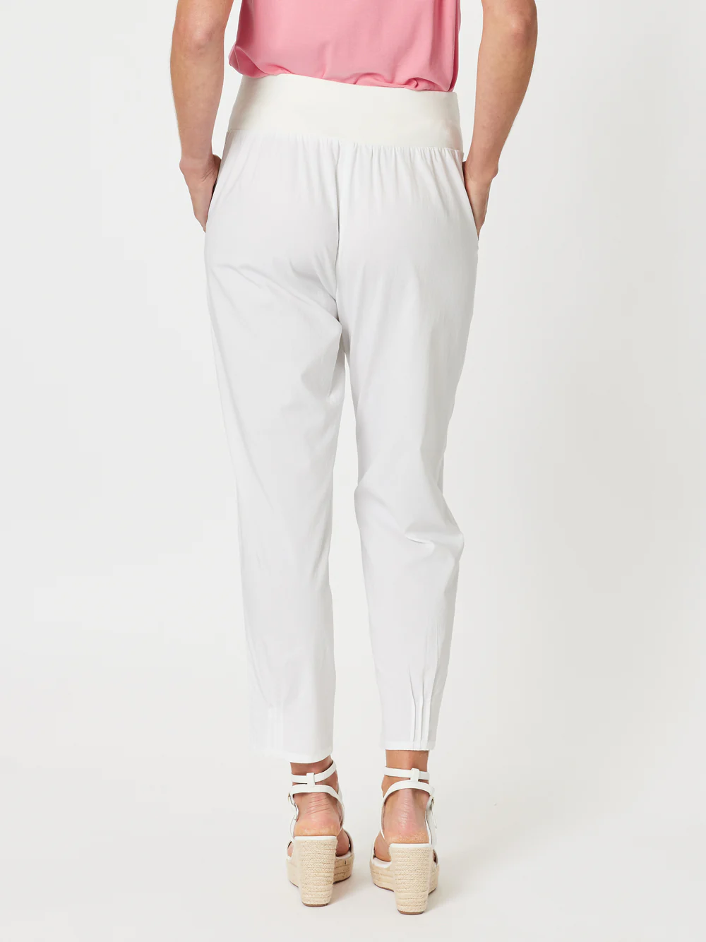 Sarah Linen Pleat Hem Pant - White