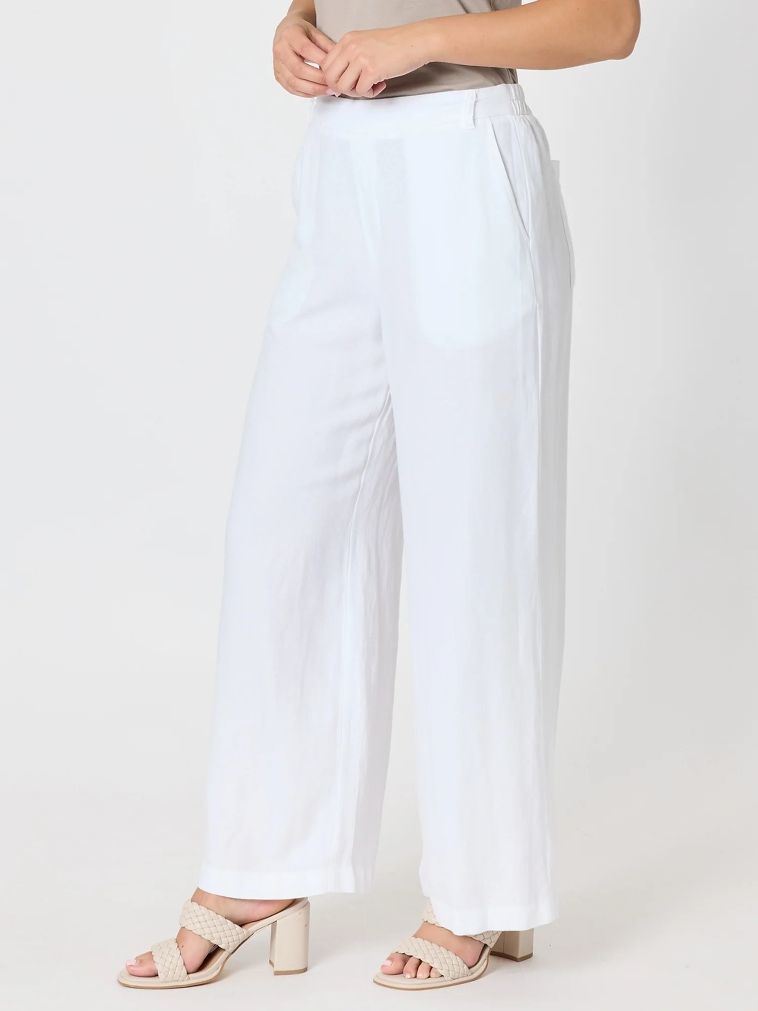 Lino Wide Leg Pant - White