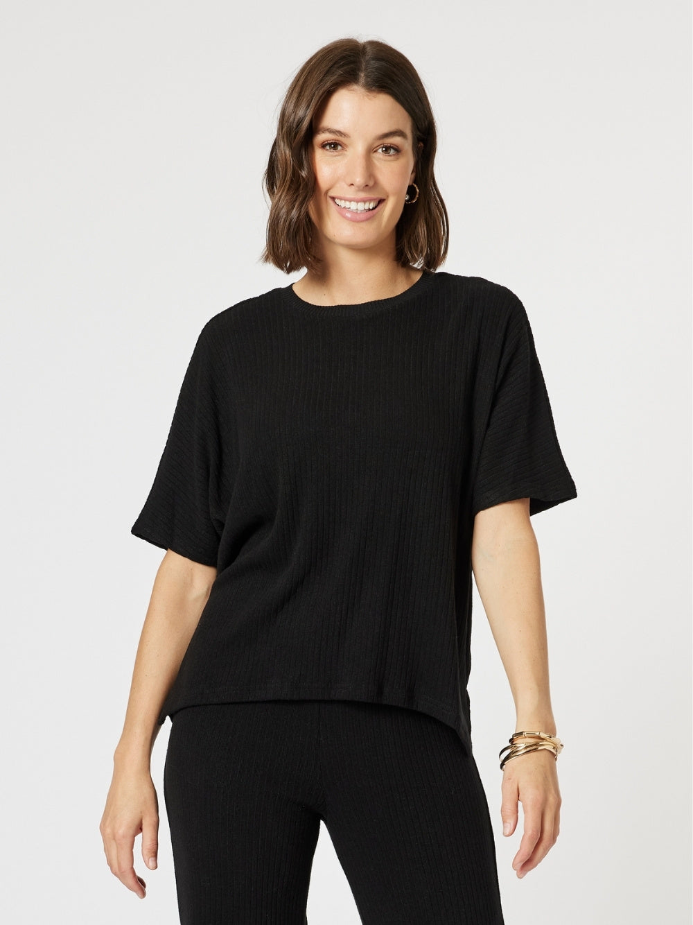Ribbed Lounge Top - Black