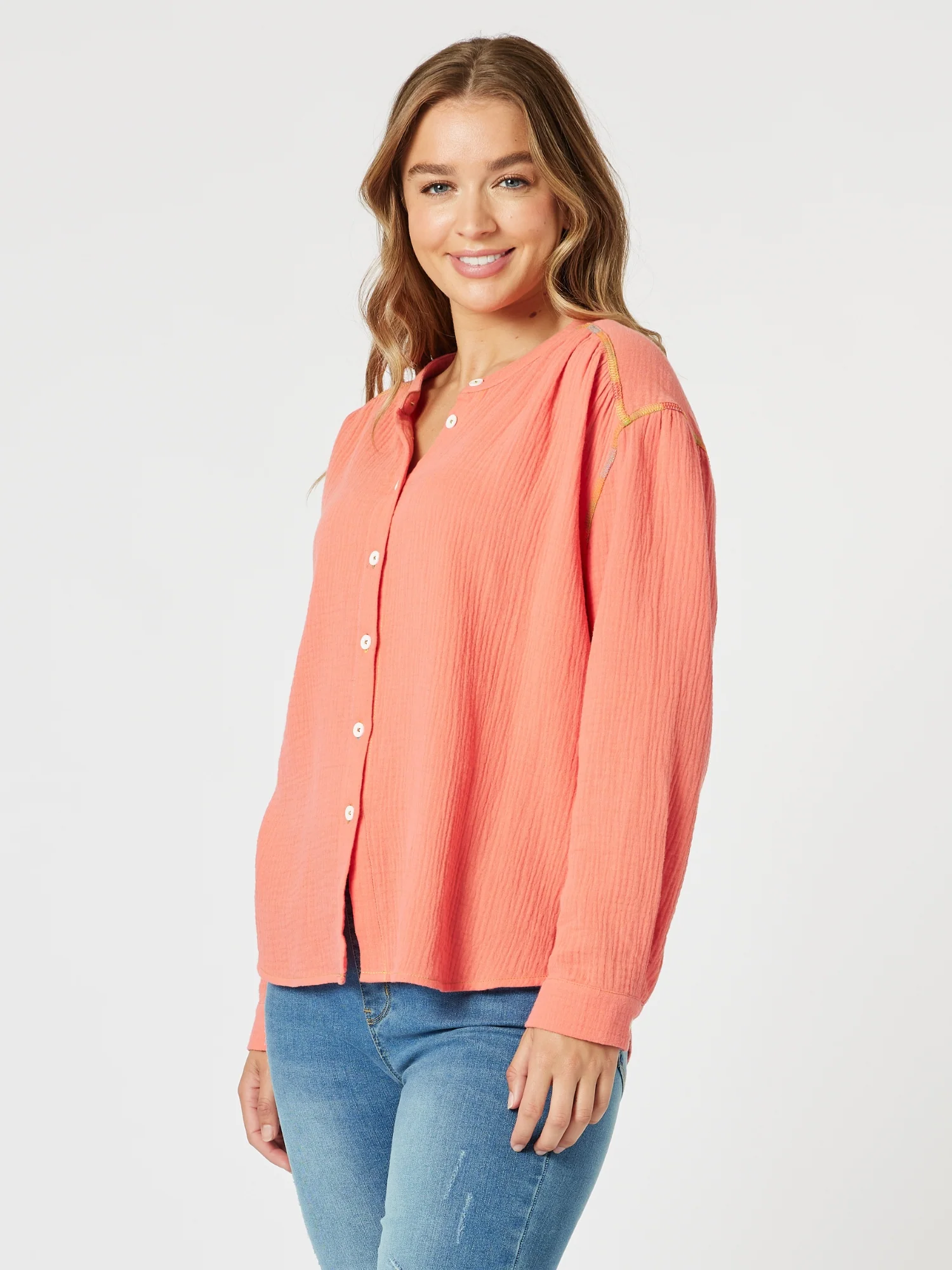 Rainbow Stitch Top - Mango
