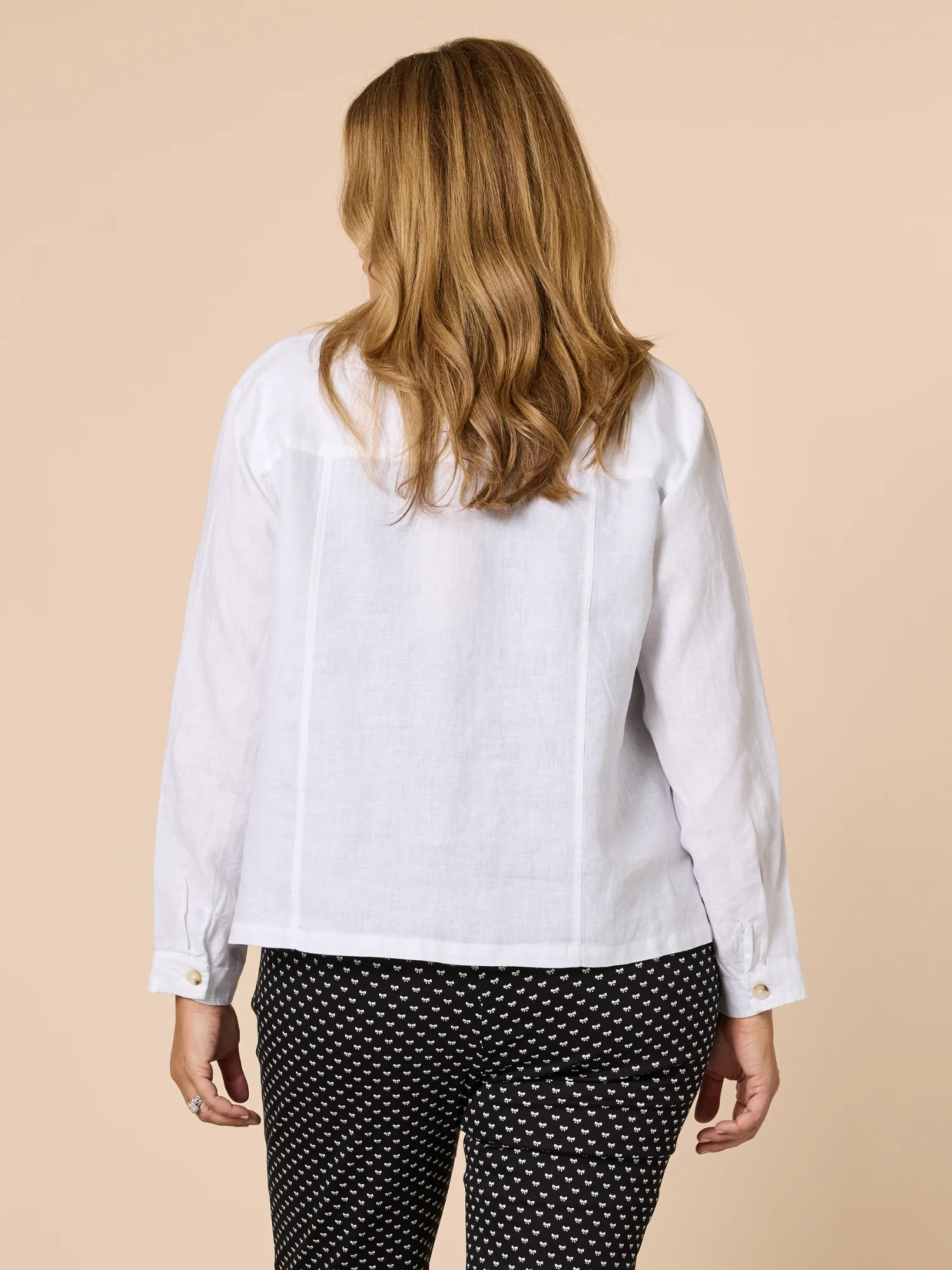 Danielle Linen Cropped Blazer - White