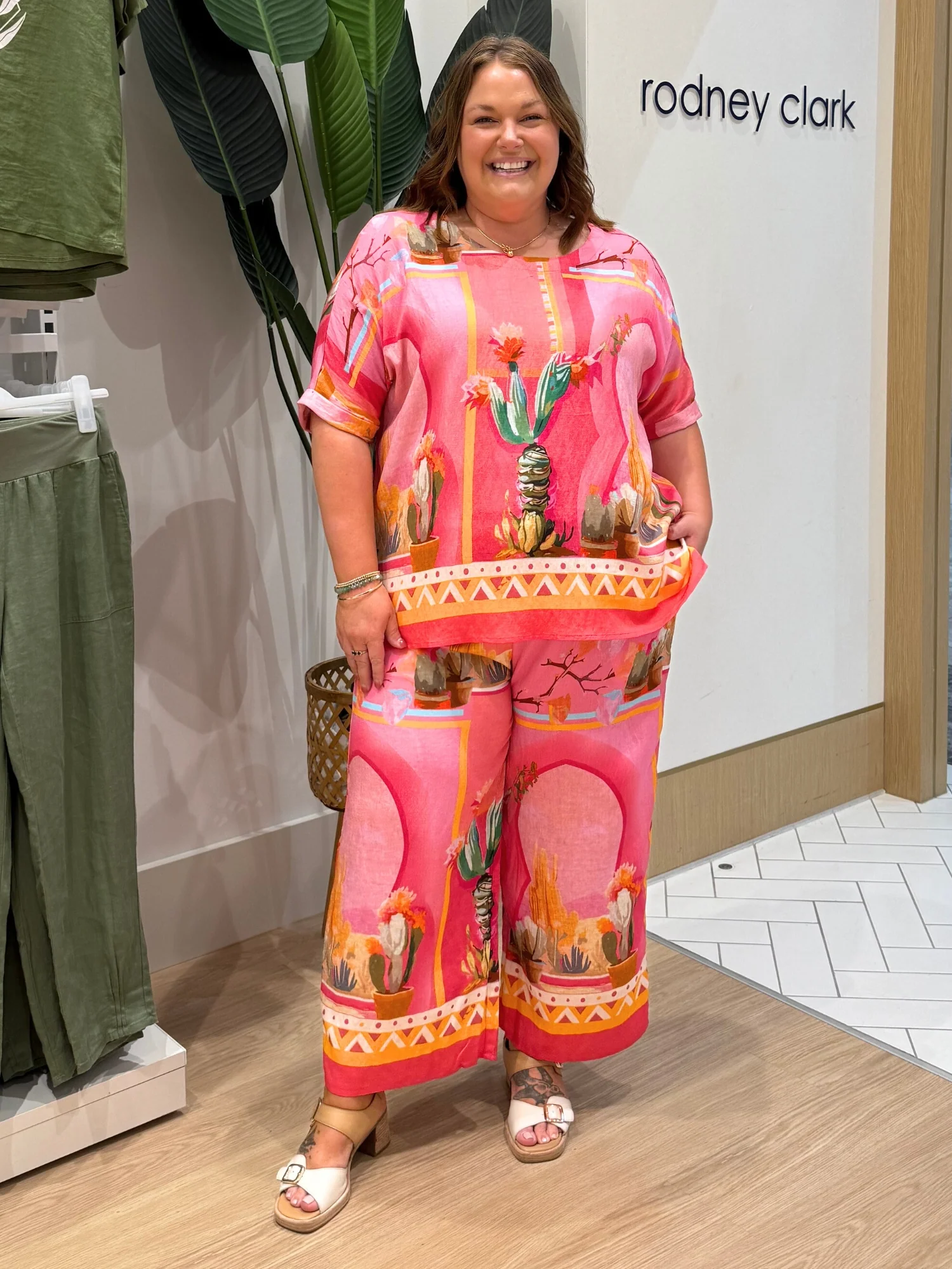 The Tulum Print Wide Leg Pant - Pink/Multi