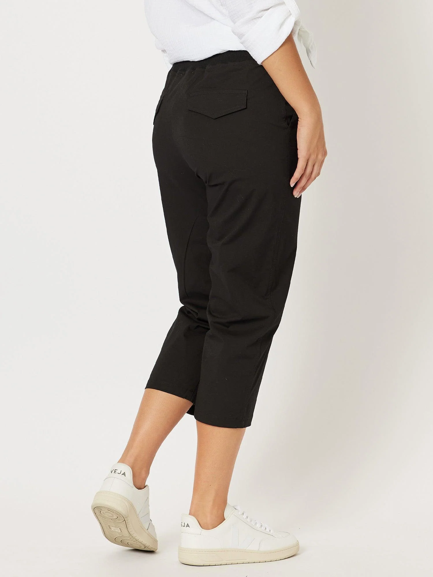 Santorini Cotton Capri Pant - Black