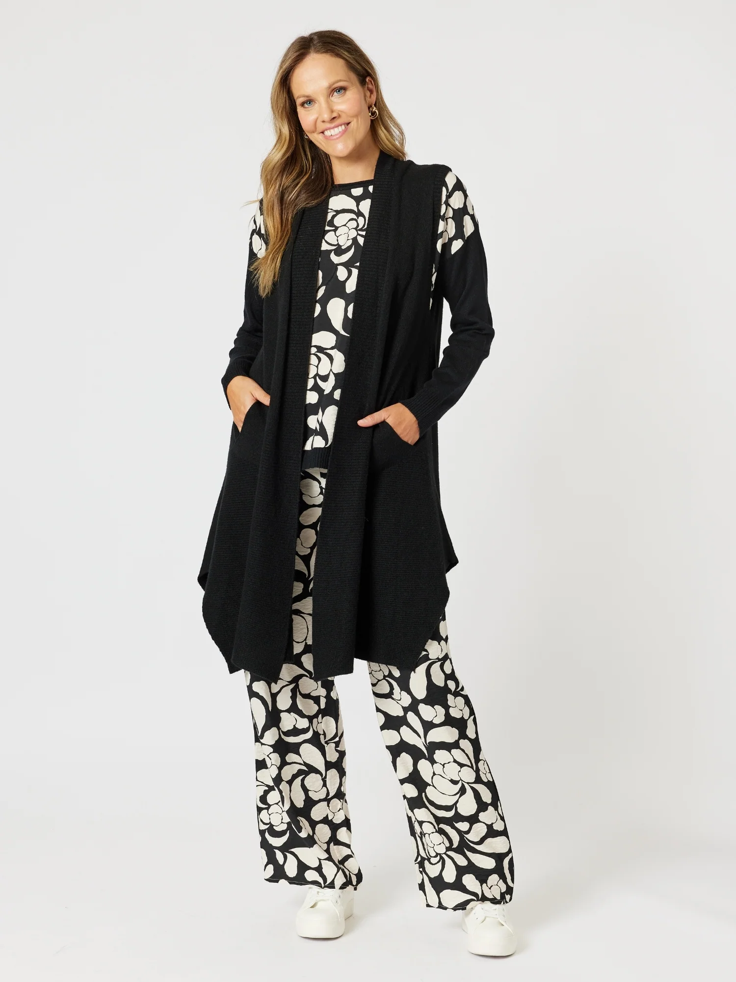 Casablanca Floral Print Knit - Black/Chalk