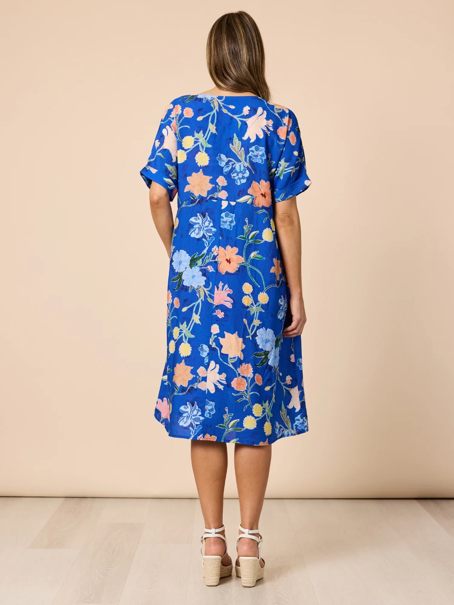 Summer Gala Floral Print Dress - Cobalt