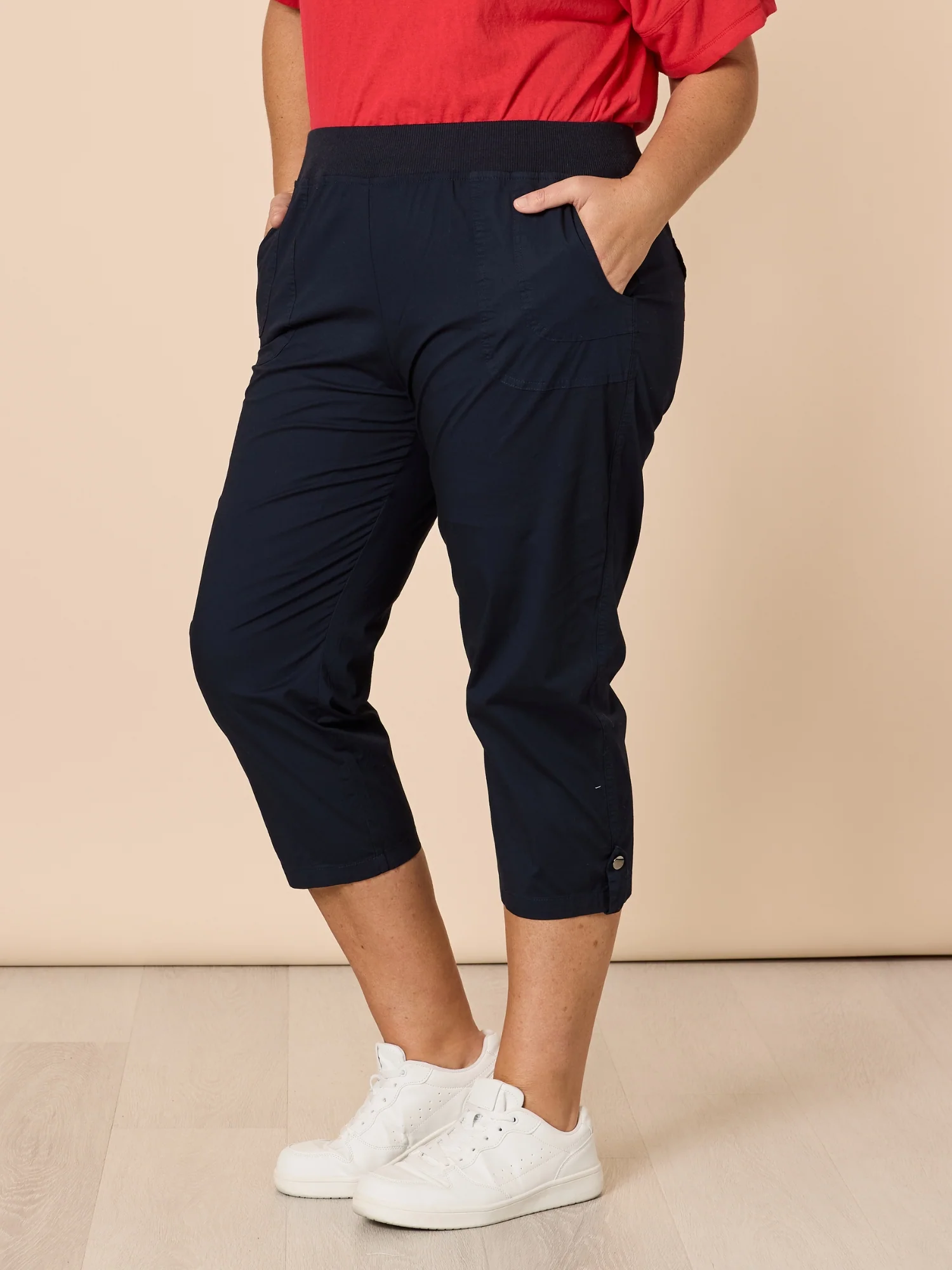 Santorini Cropped Cotton Pant - Navy