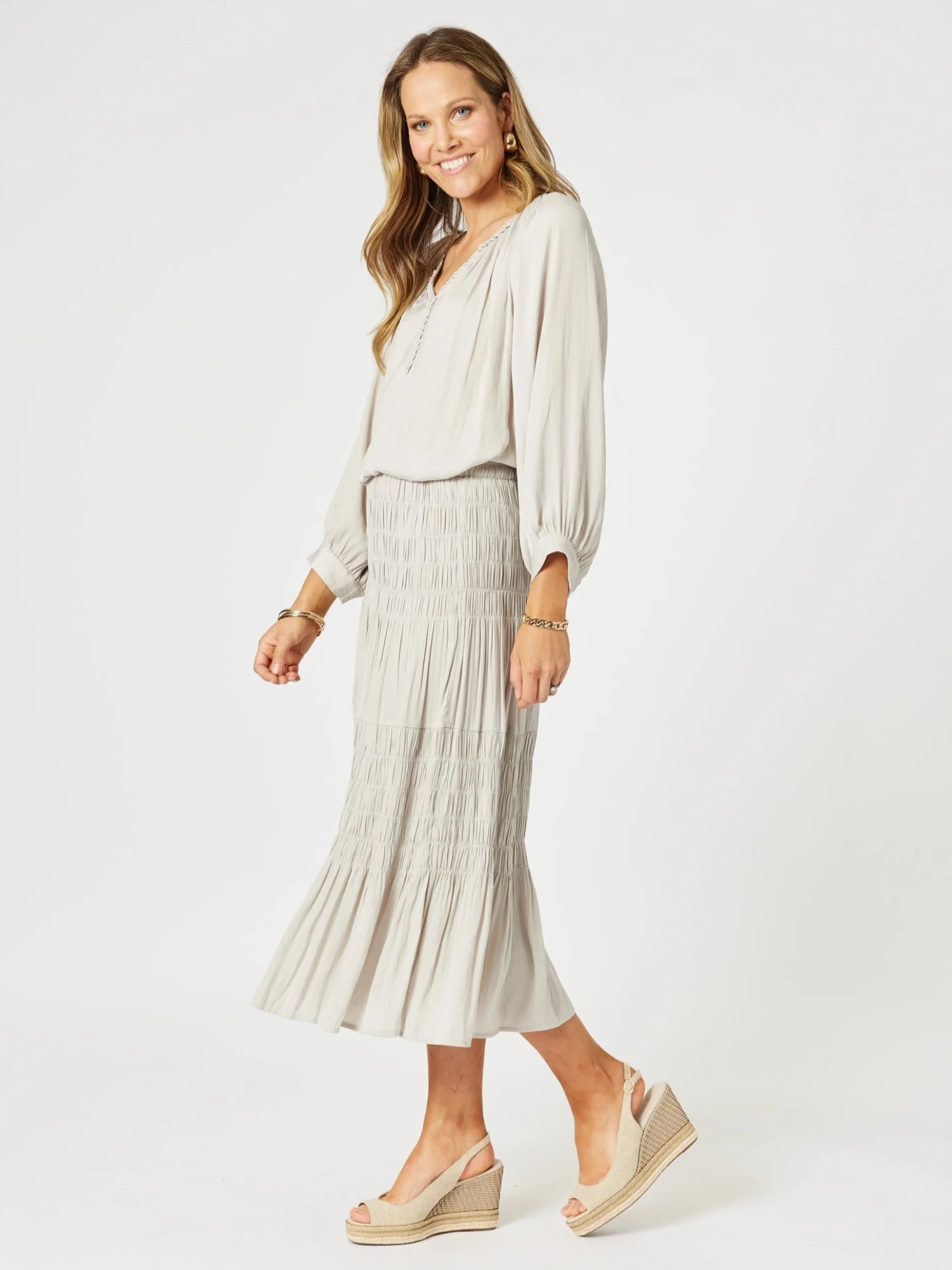 Lux Ruche Skirt - Champagne