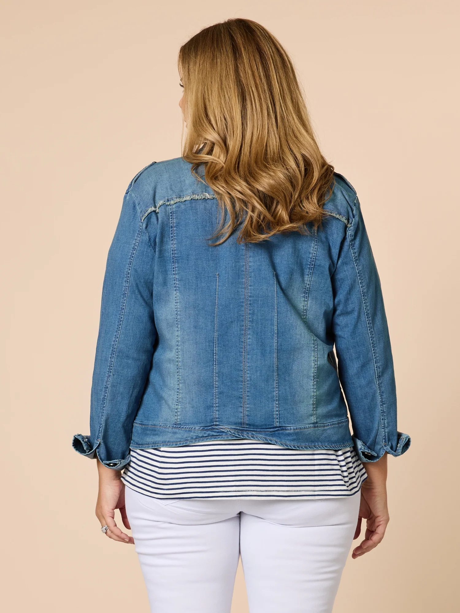 Military Style Denim Jacket - Denim