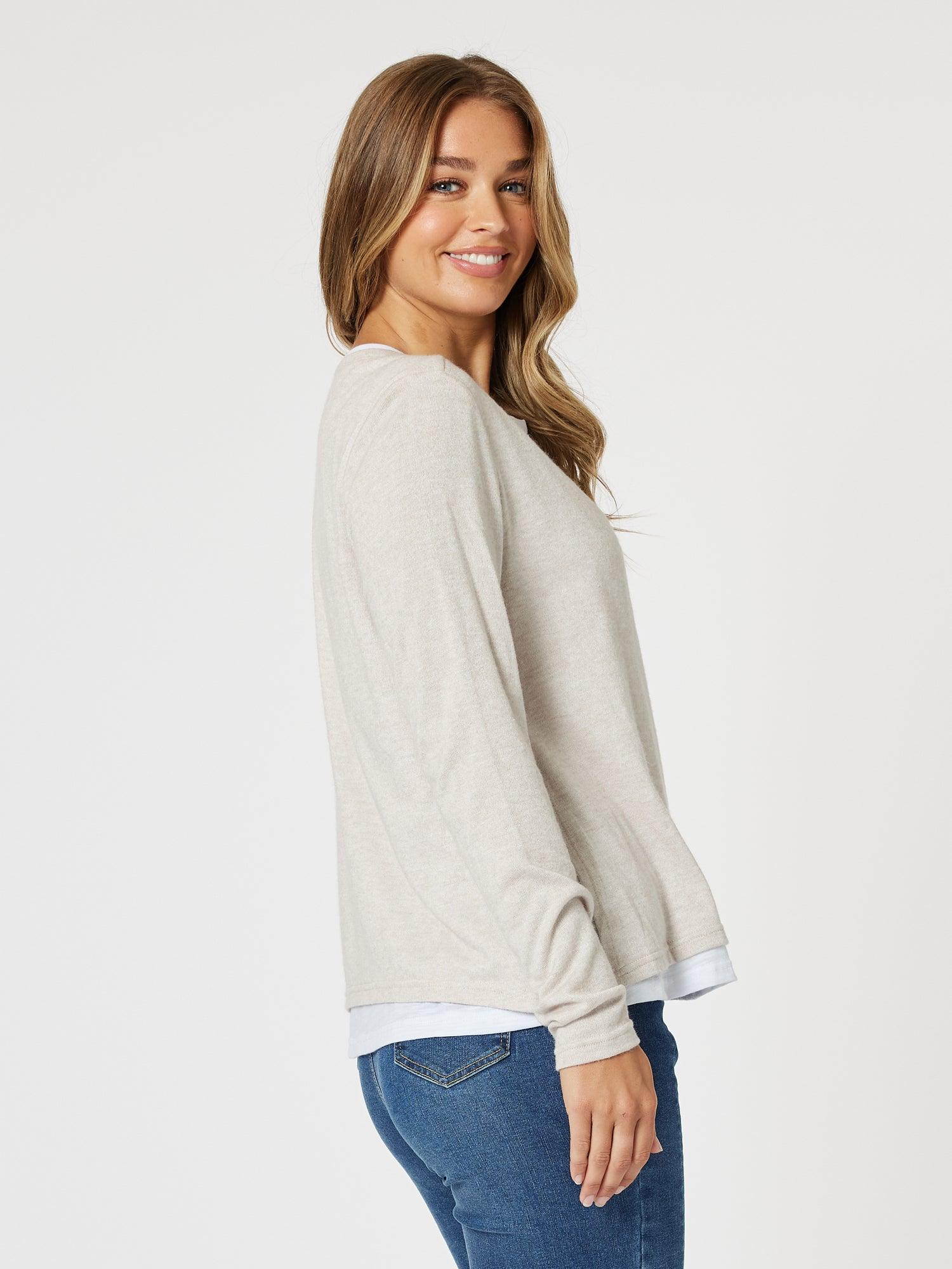 Alice 2 in 1 Knit Top - Stone