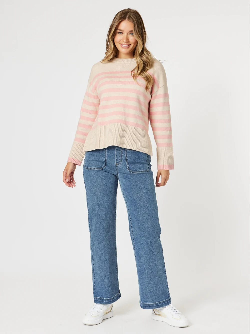 Tempo Stripe Print Knit - Blush/Natural