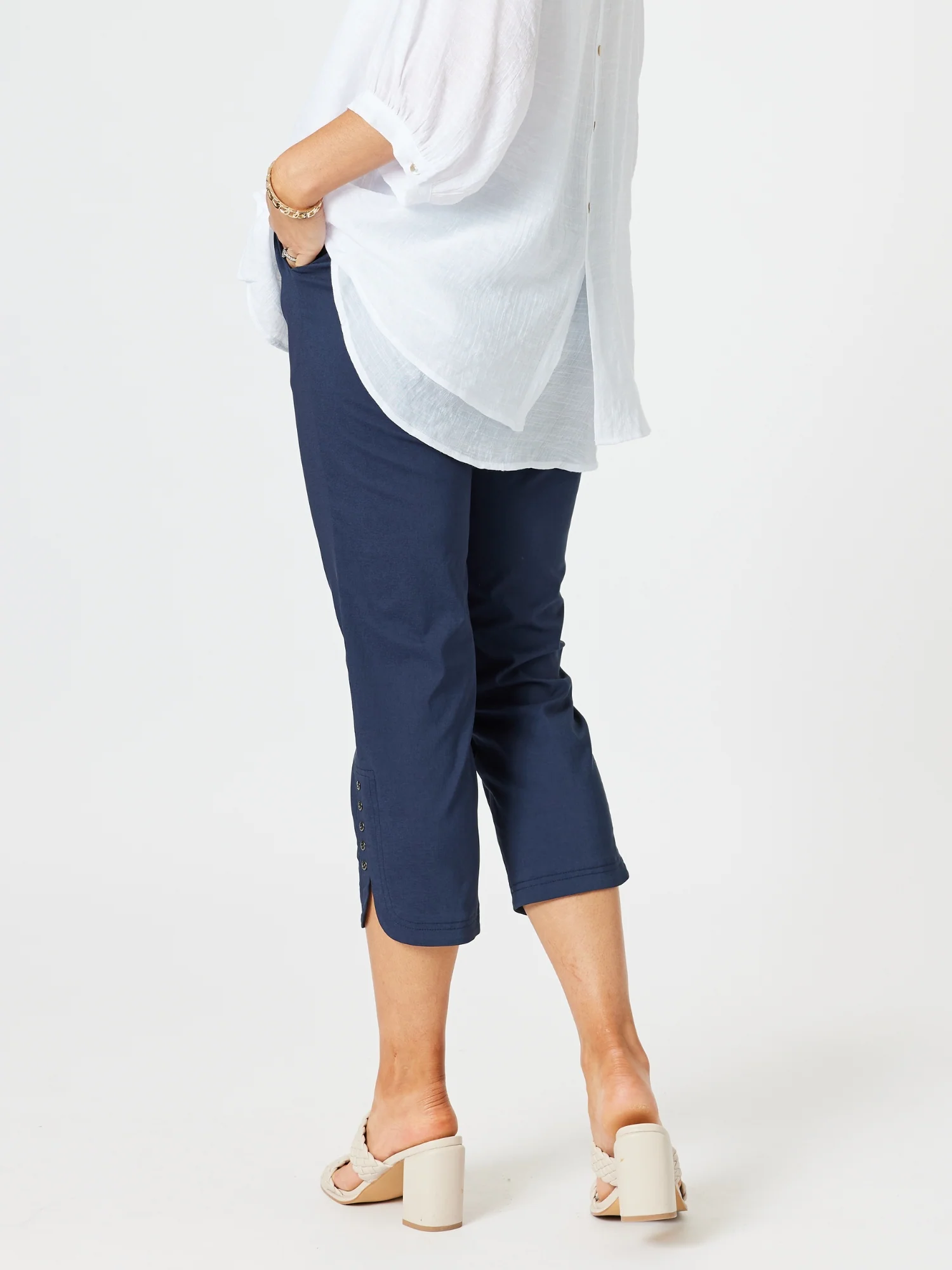 Petal Parachute Stud Detail Pant - Navy