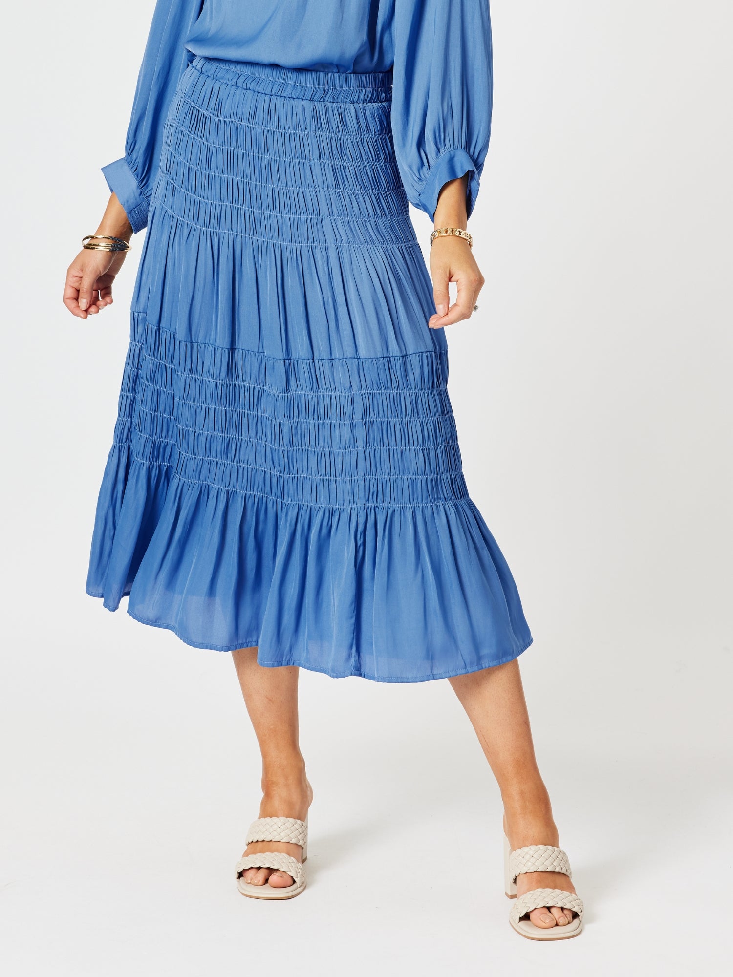 Lux Ruche Skirt - Pacific Blue
