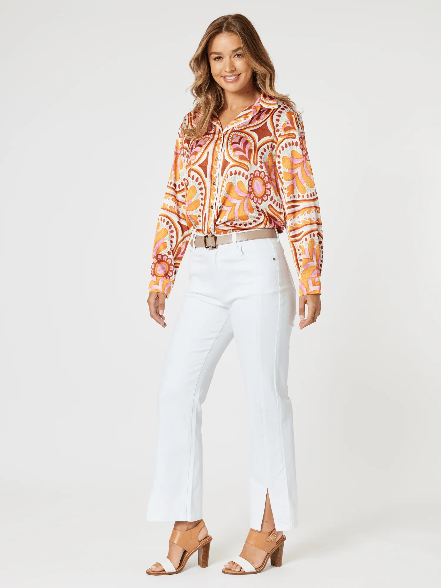 Republic Straight Leg Split Jean  - White